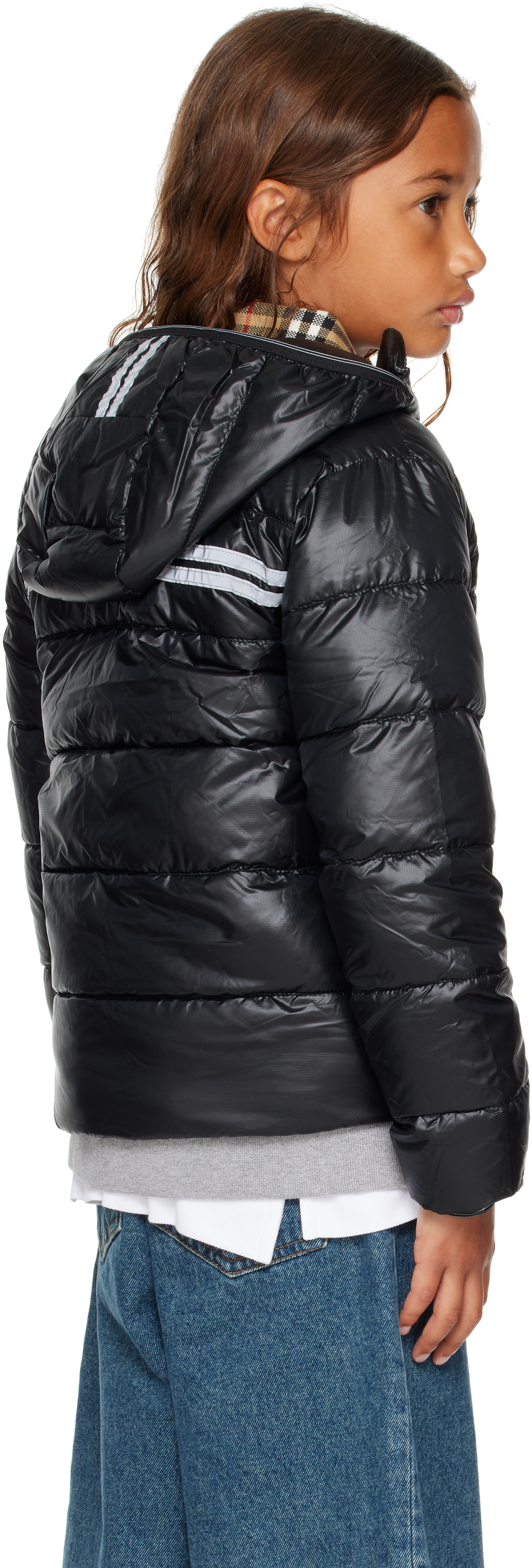 Canada Goose Little Kids Black Crofton Hoodie Down Jacket In Black