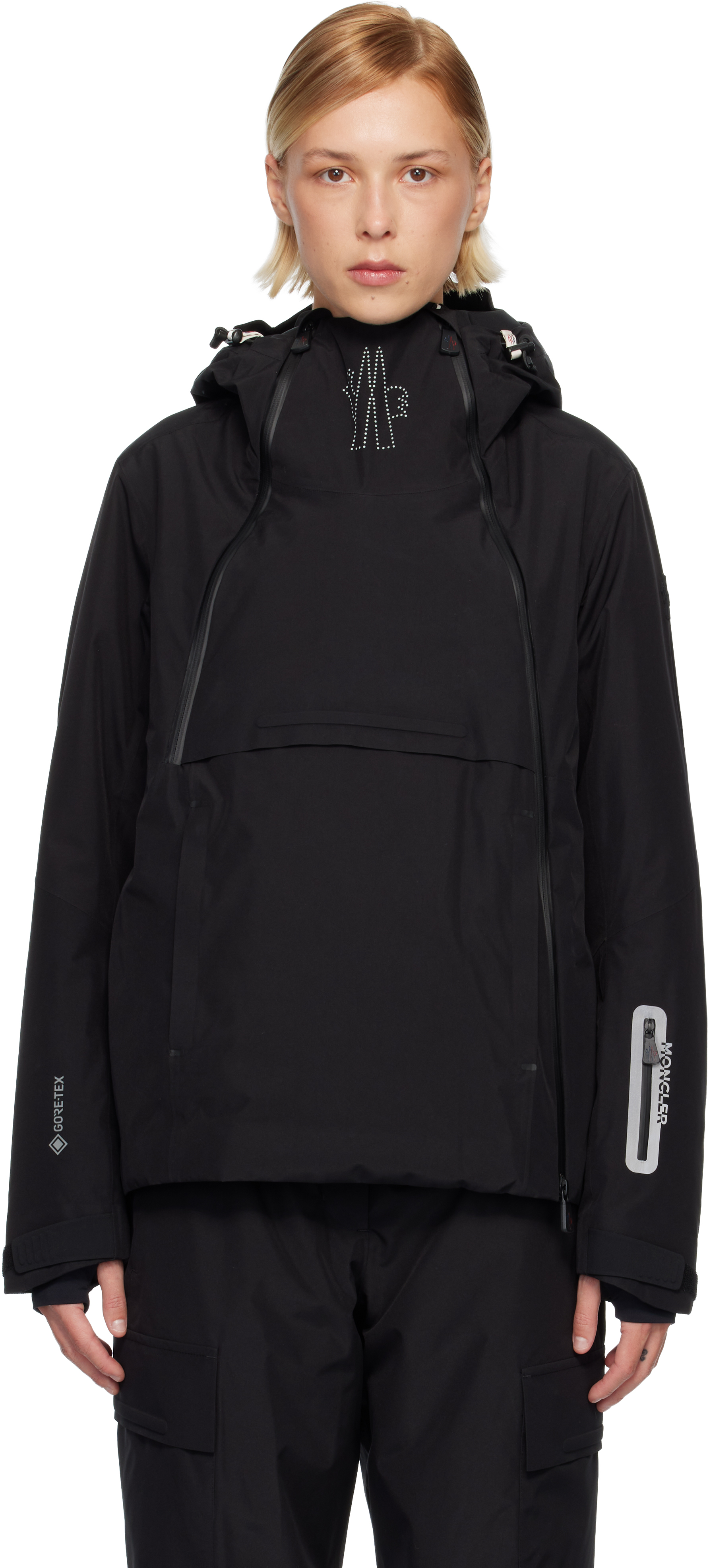 Moncler Black Ampay Gore-tex Hooded Padded Ski Down Jacket In Black