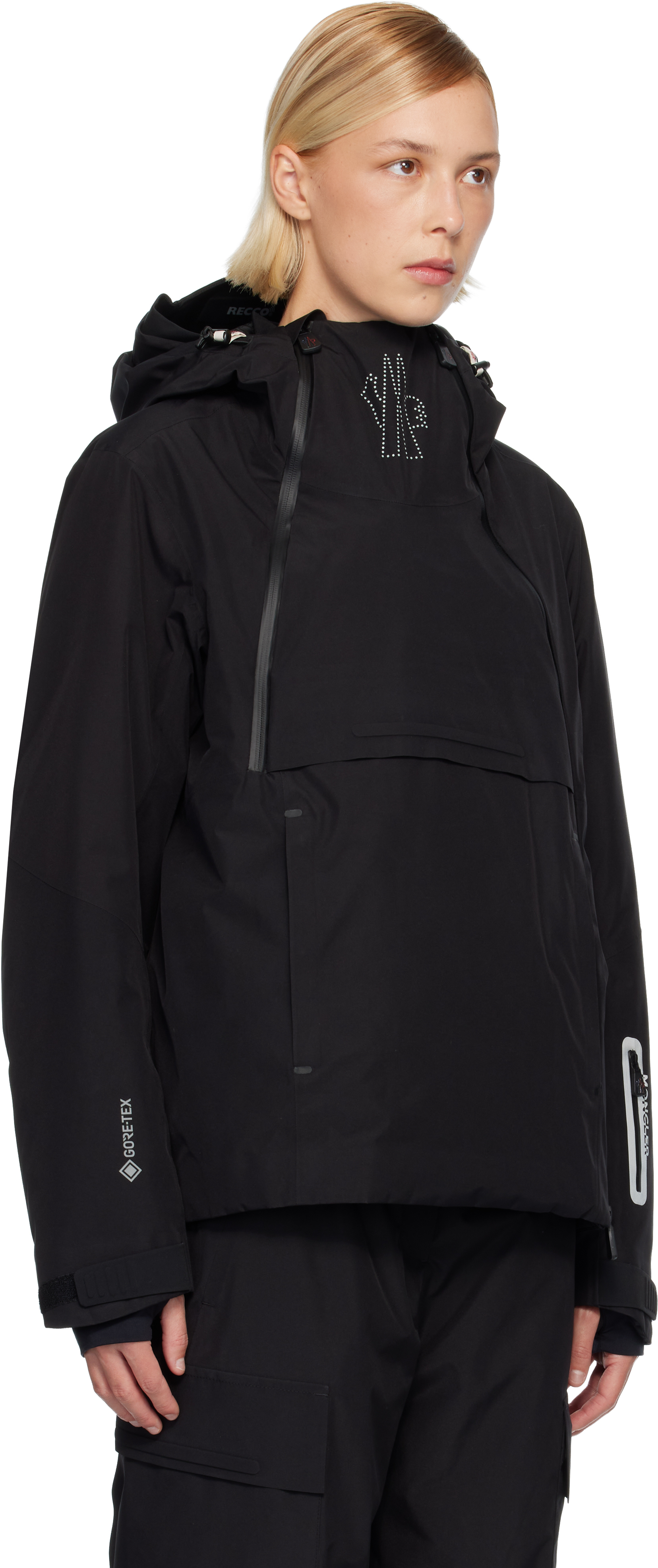 Moncler Black Ampay Gore-tex Hooded Padded Ski Down Jacket In Black