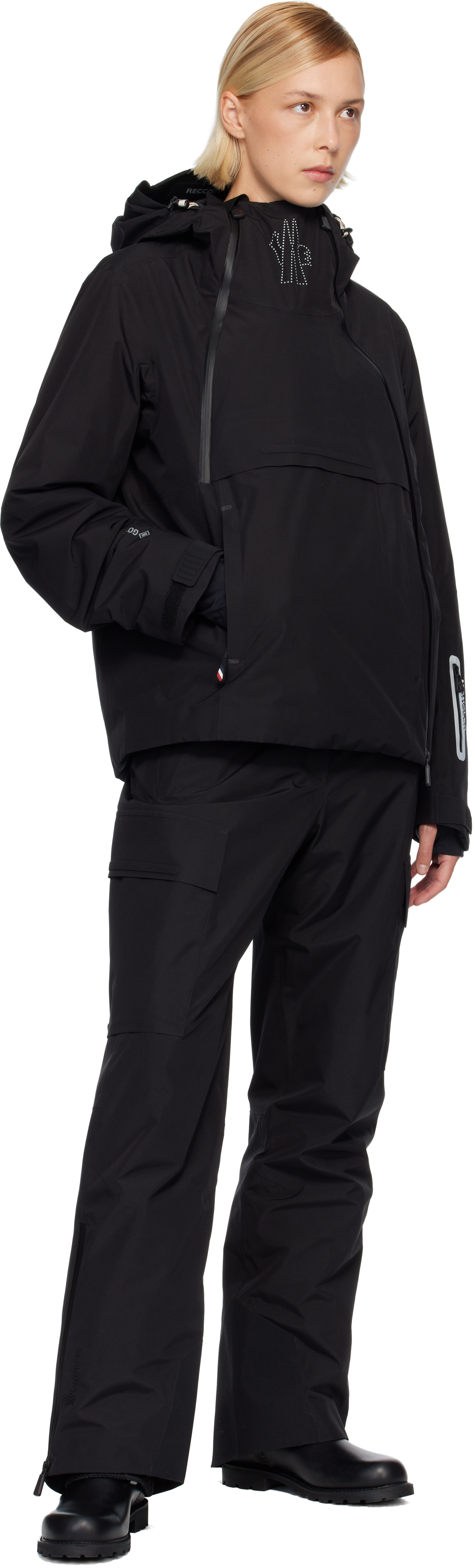 Moncler Black Ampay Gore-tex Hooded Padded Ski Down Jacket In Black