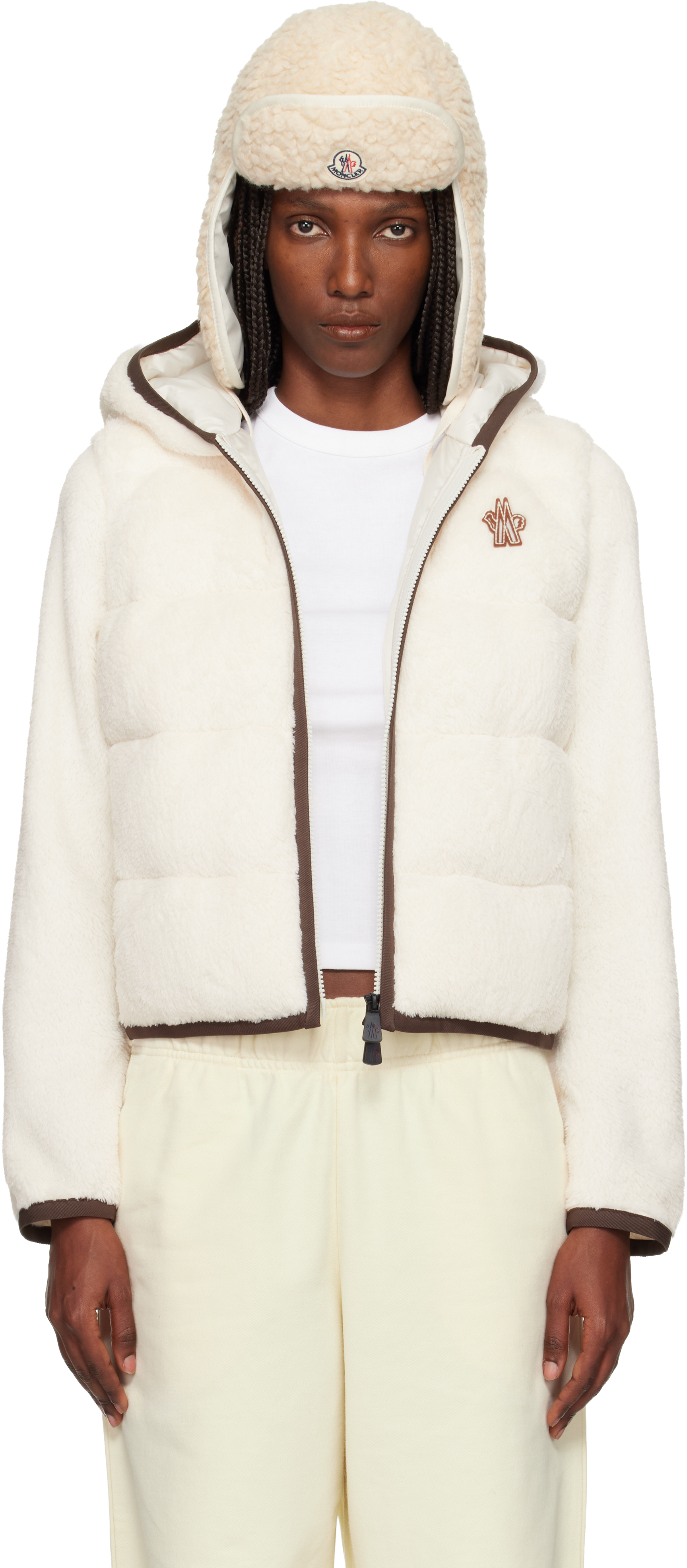 Moncler Grenoble: Off-White Padded Polartec Zip-Up Down Jacket