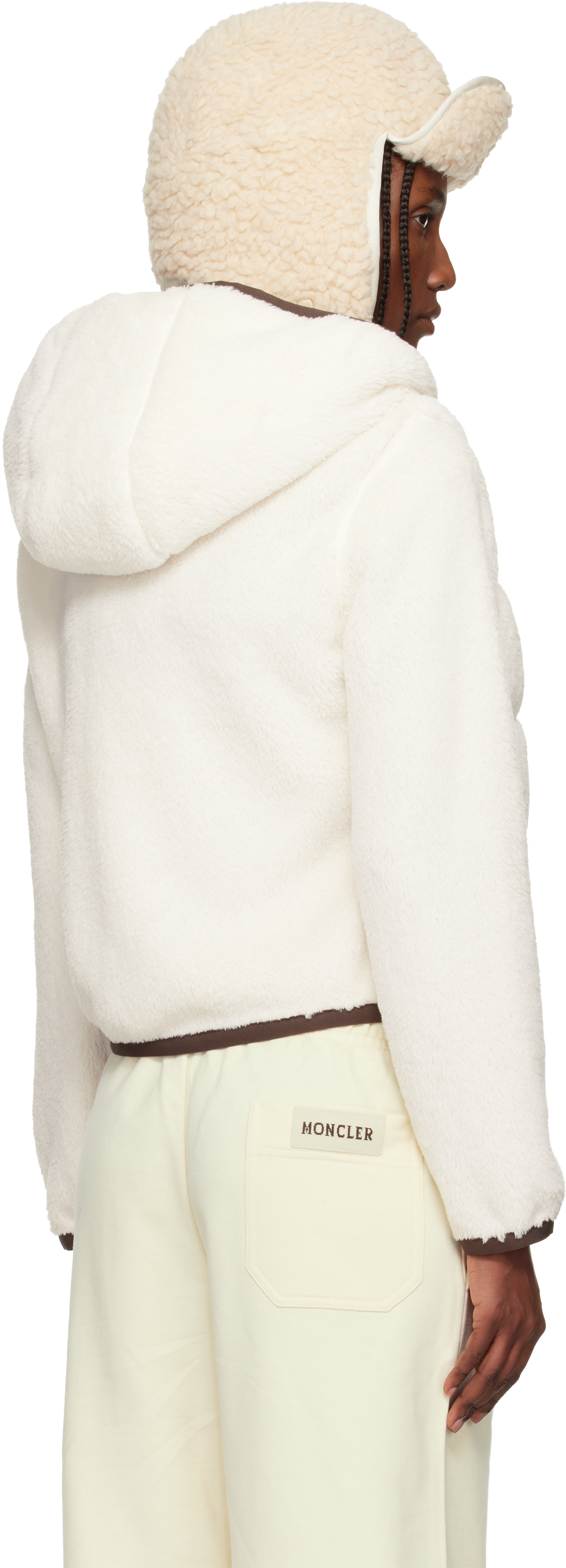 Moncler Off-white Padded Polartec Zip-up Down Jacket In Neutral