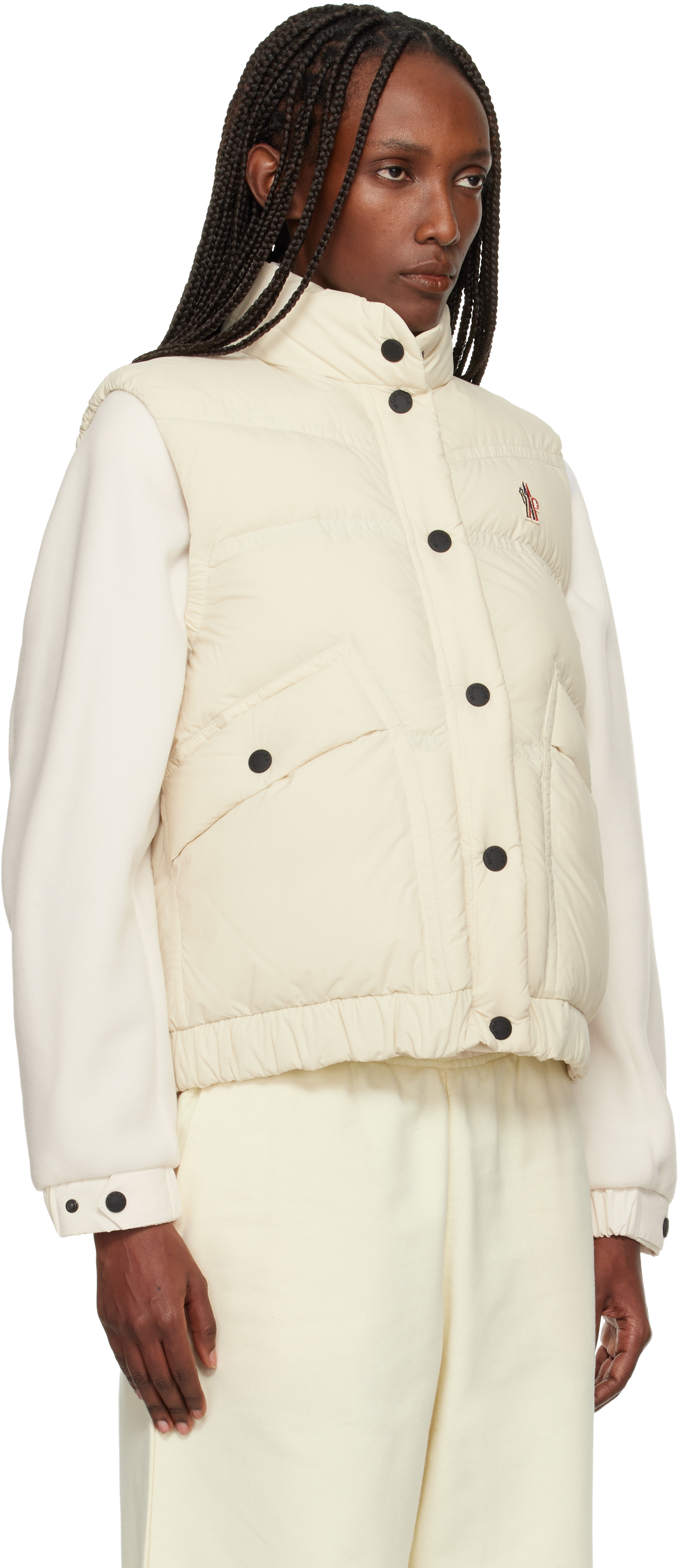 Moncler Grenoble Padded Gilet In Down Beige In White