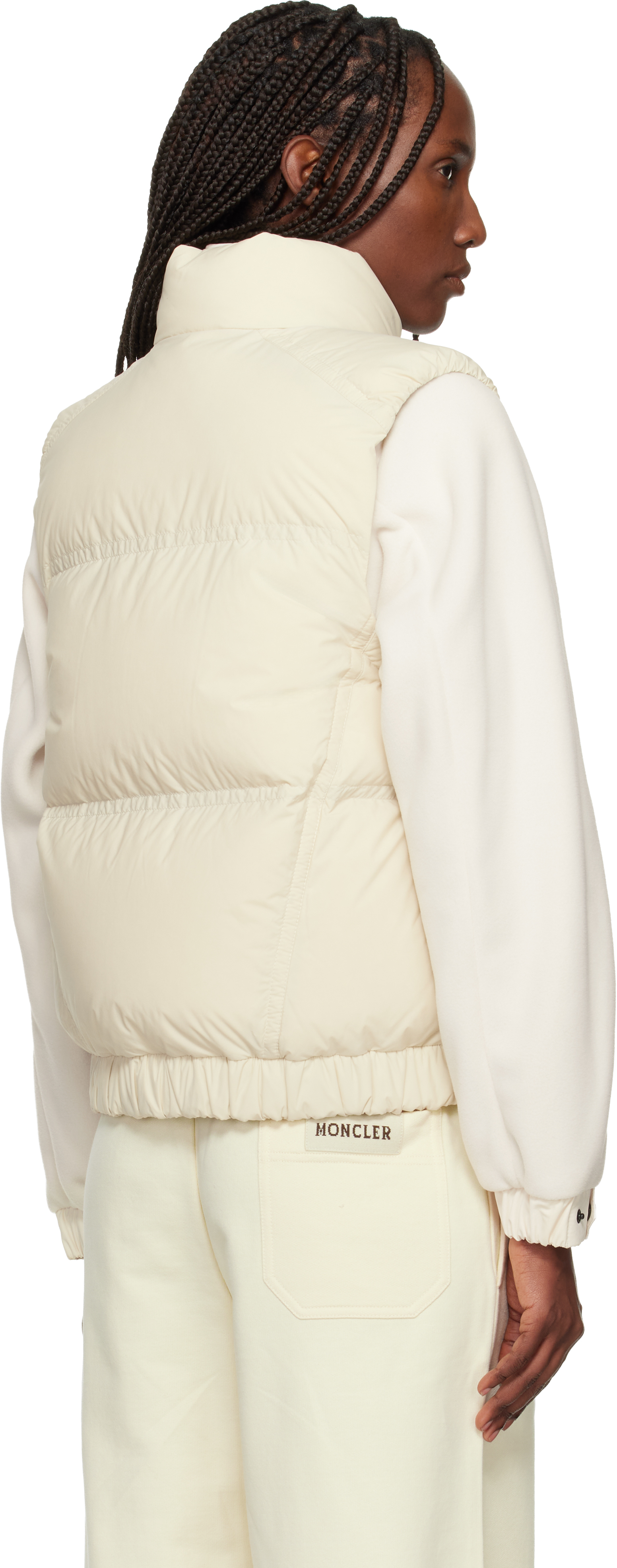 Moncler Grenoble Padded Gilet In Down Beige In White