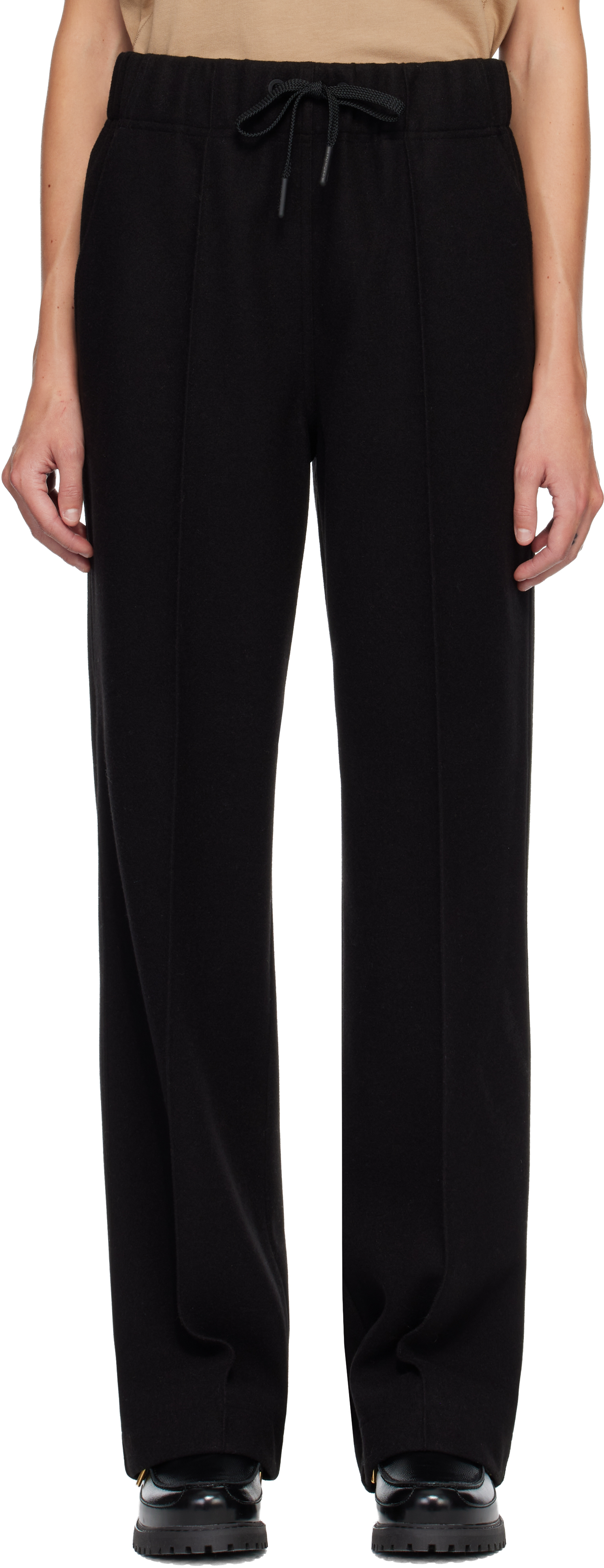 Moncler Side Logo Satin Track Pants In Black