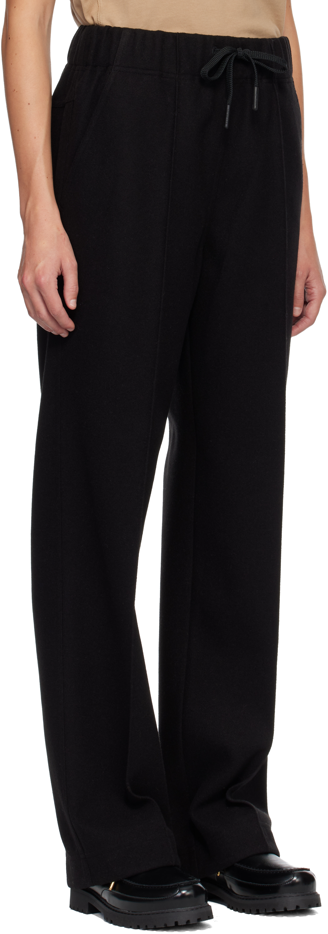 Moncler Side Logo Satin Track Pants In Black