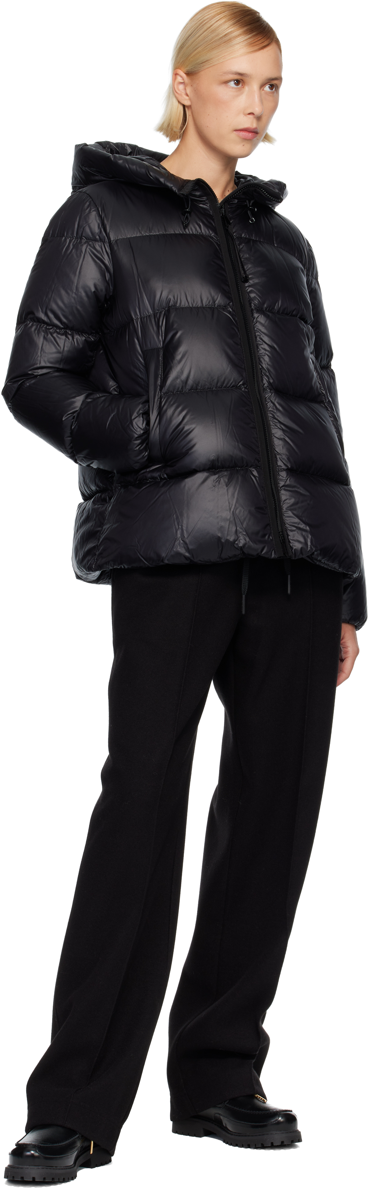 Moncler Side Logo Satin Track Pants In Black