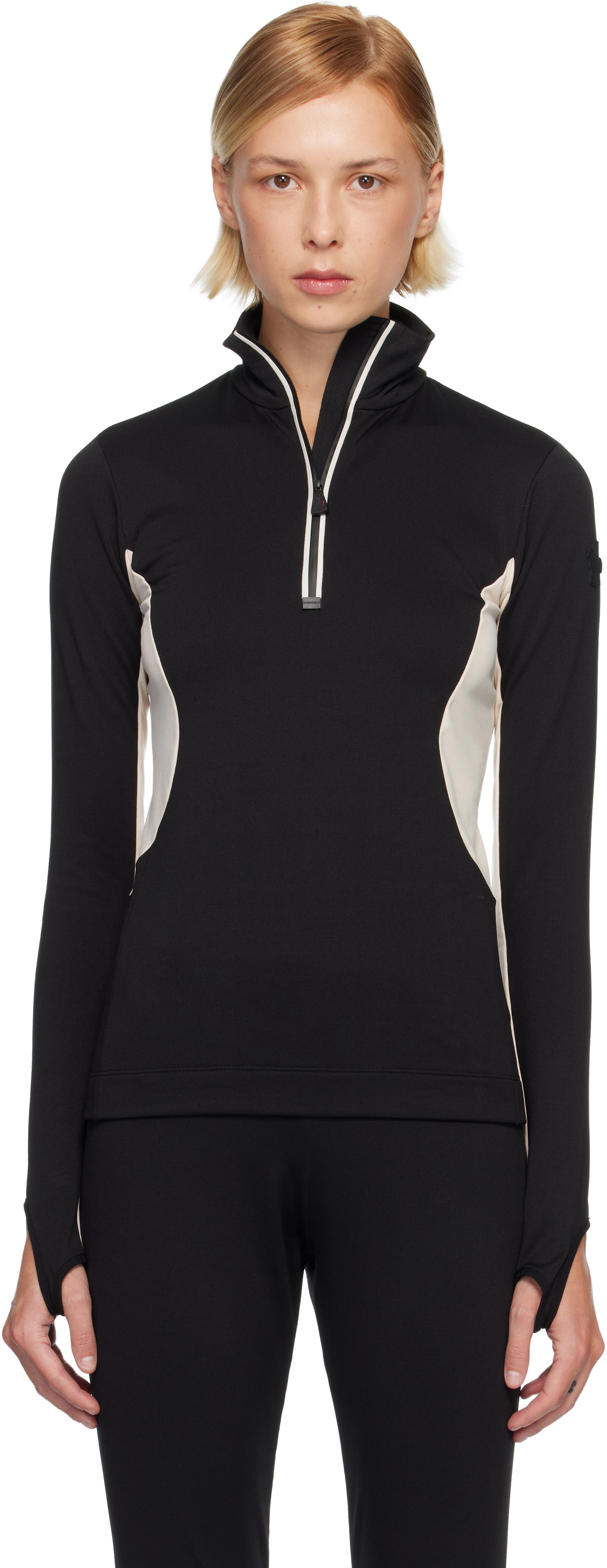 Moncler Grenoble: Black Polartec Half-Zip Jacket | SSENSE