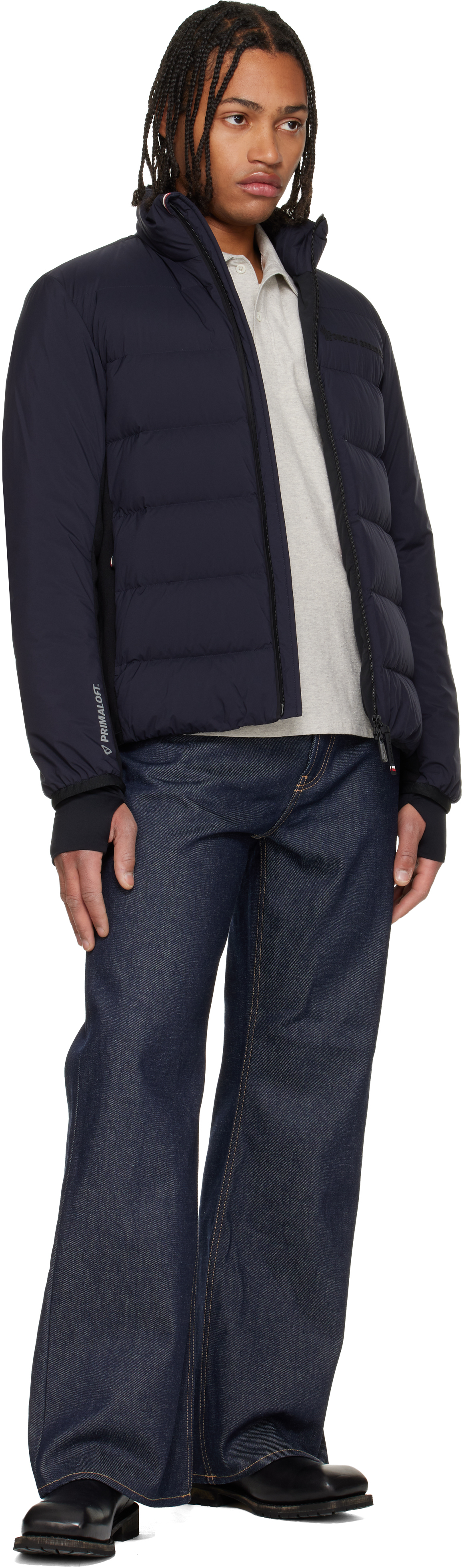 Moncler Navy Araripe Mid-layer Down Jacket In Black