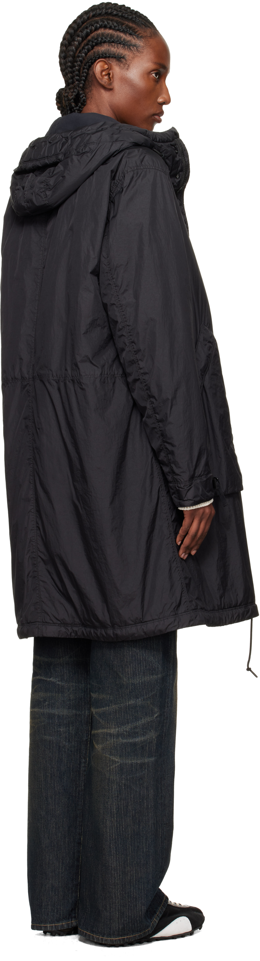 Stone Island Black 7100003 Crinkled Reps Ny Coat In Black