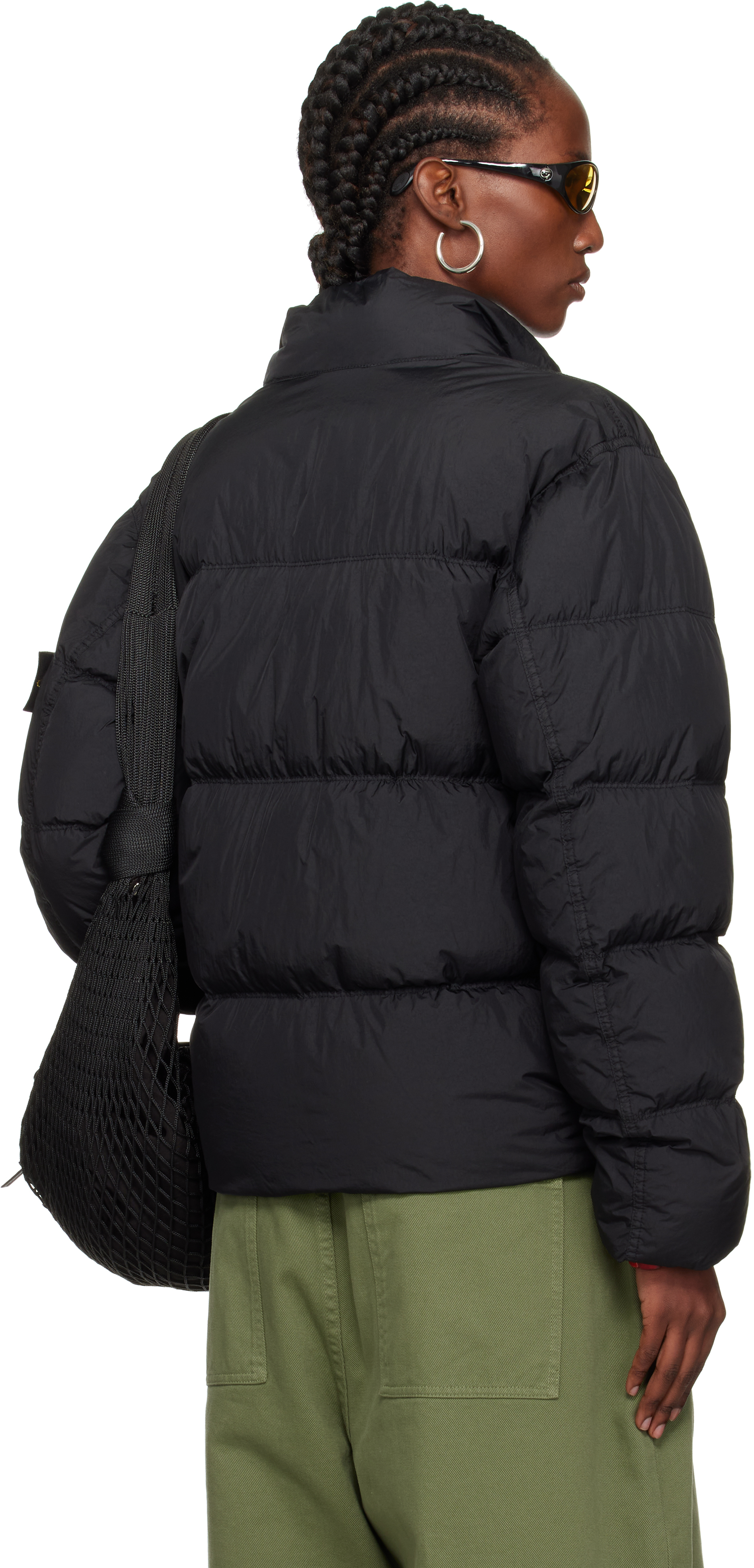 Stone Island Black 4100010 Crinkle Reps Recyled Nylon Down Jacket In Black