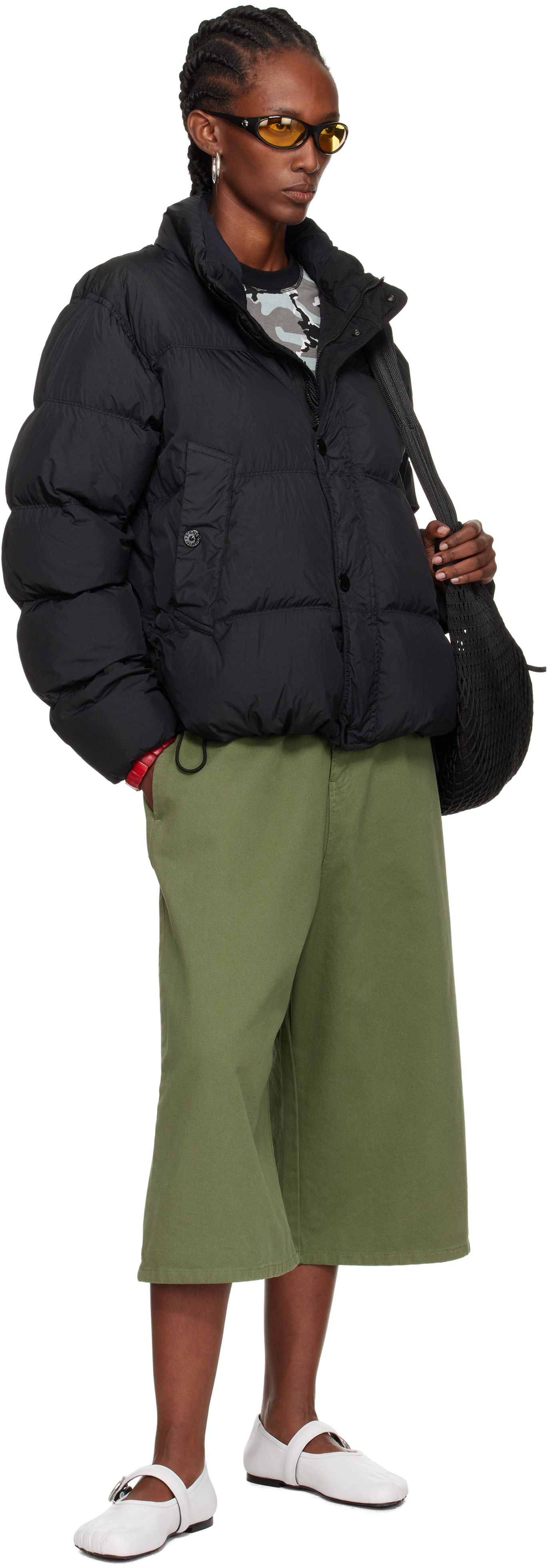 Stone Island Black 4100010 Crinkle Reps Recyled Nylon Down Jacket In Black
