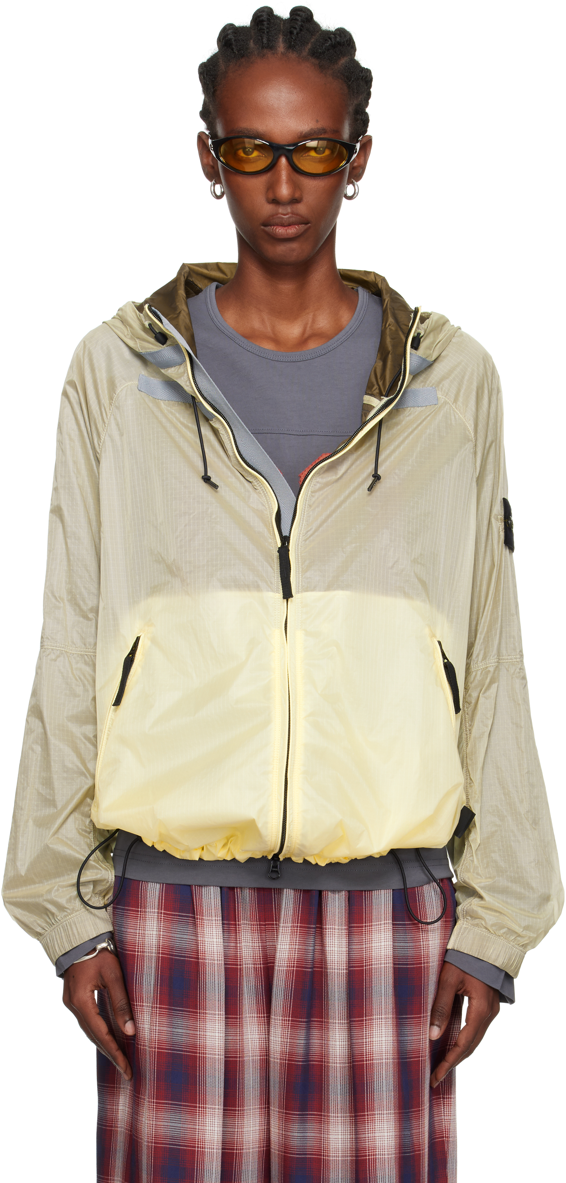 Stone Island Off-white Q100008 Ripstop Light Ht Nylon Jacket In Neutral