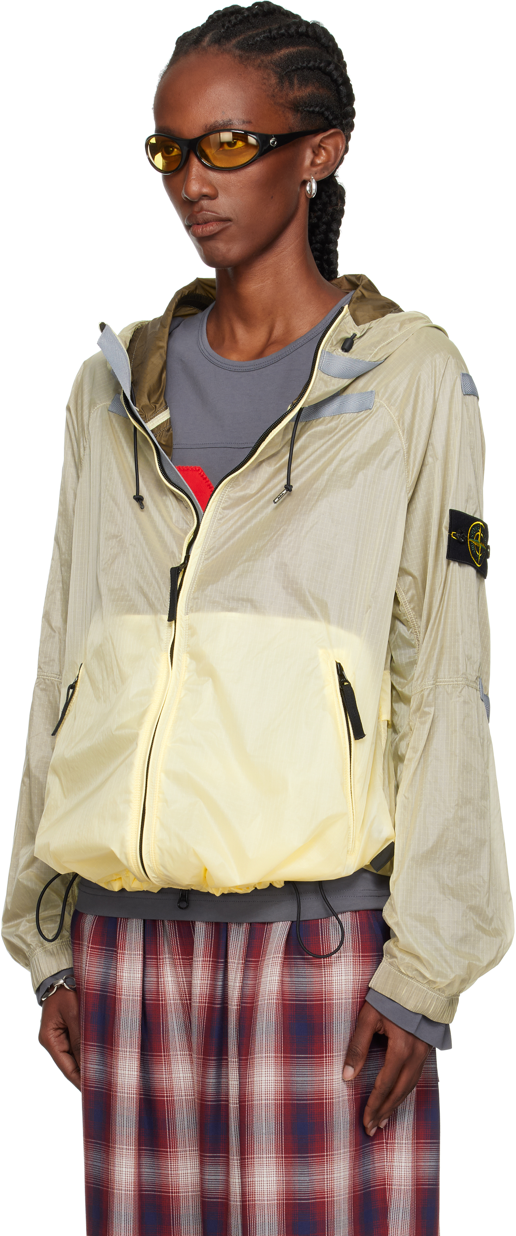 Stone Island Off-white Q100008 Ripstop Light Ht Nylon Jacket In Neutral