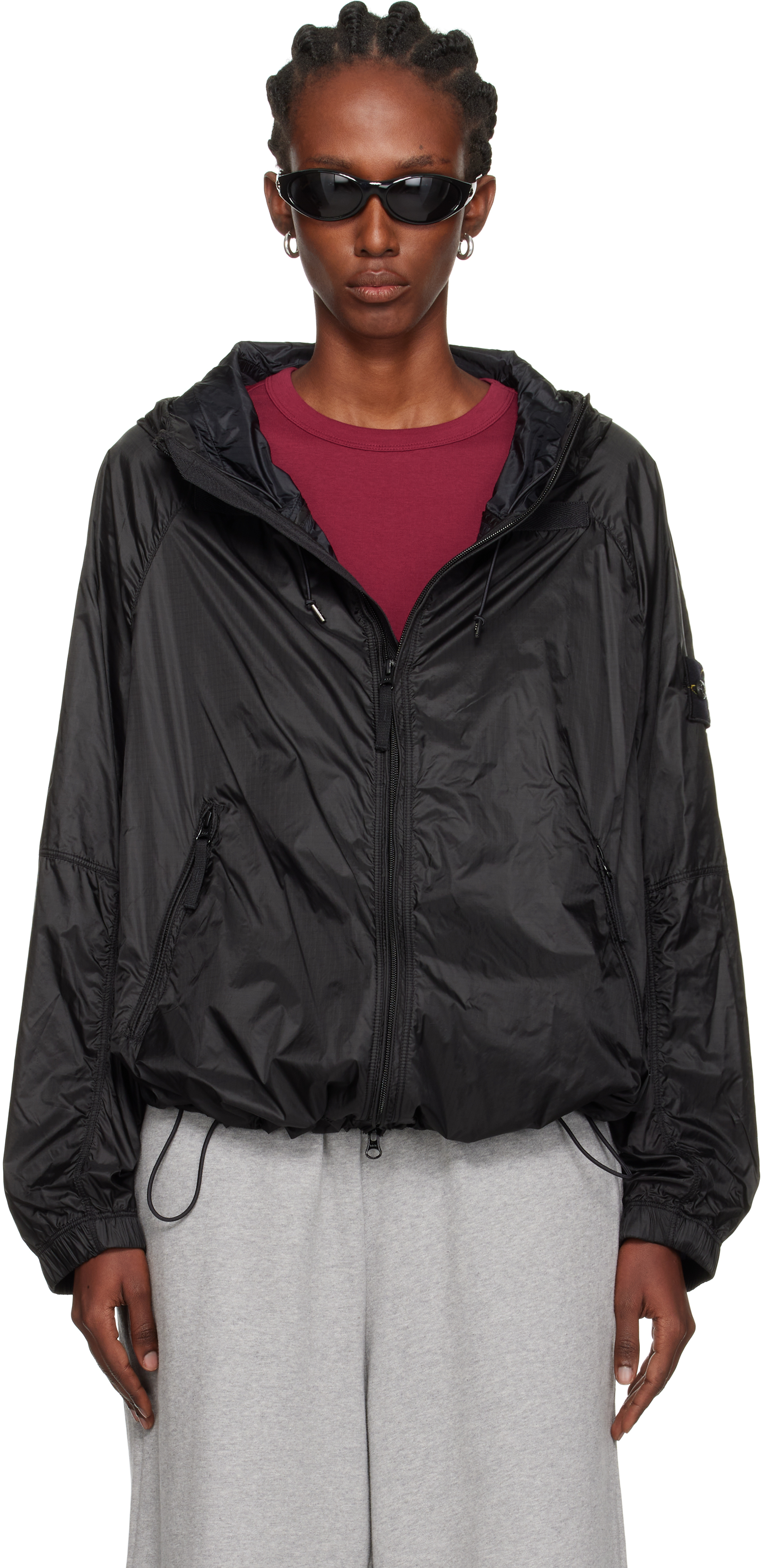 Stone Island Black Q100008 Ripstop Light Ht Nylon Jacket In Gray