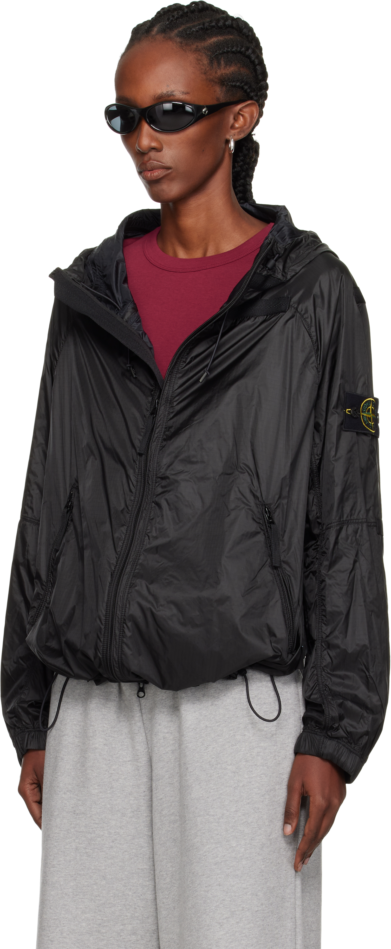 Stone Island Black Q100008 Ripstop Light Ht Nylon Jacket In Gray