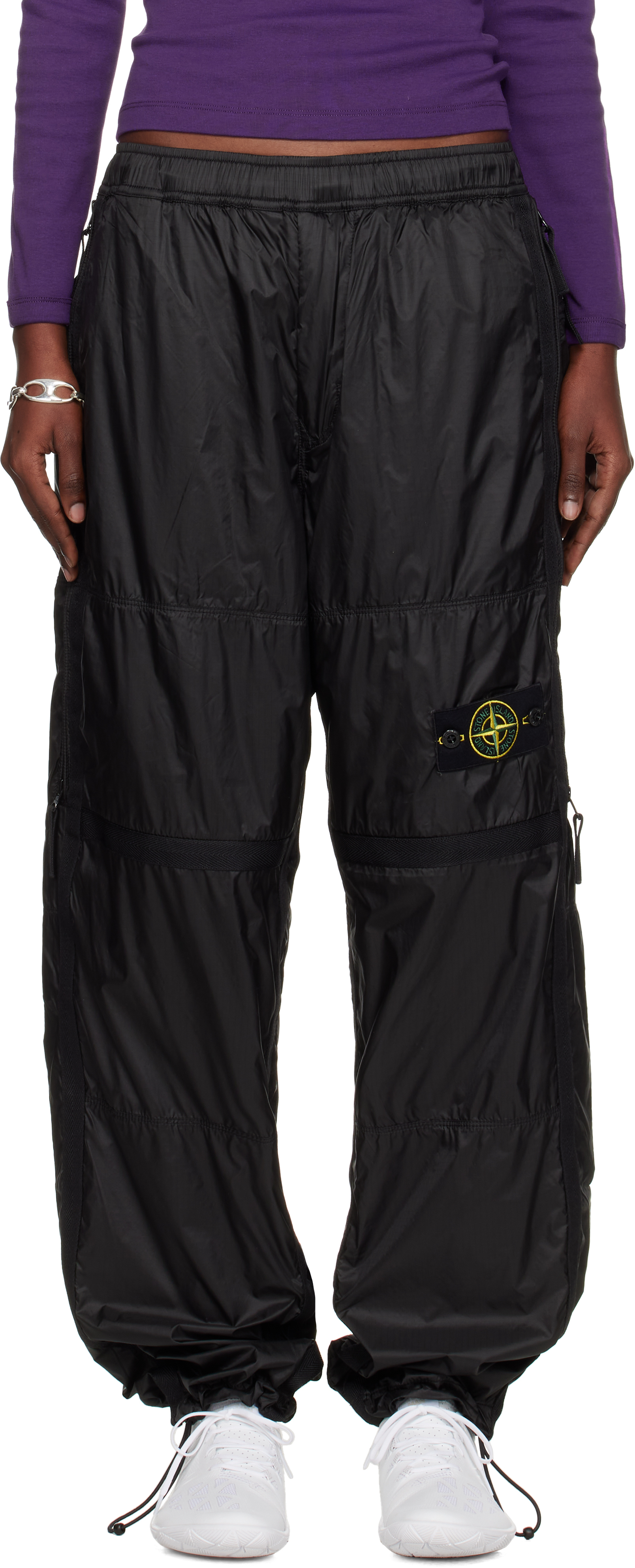Stone Island Black 3100027 Ripstop Light Ht Nylon Trousers In Black