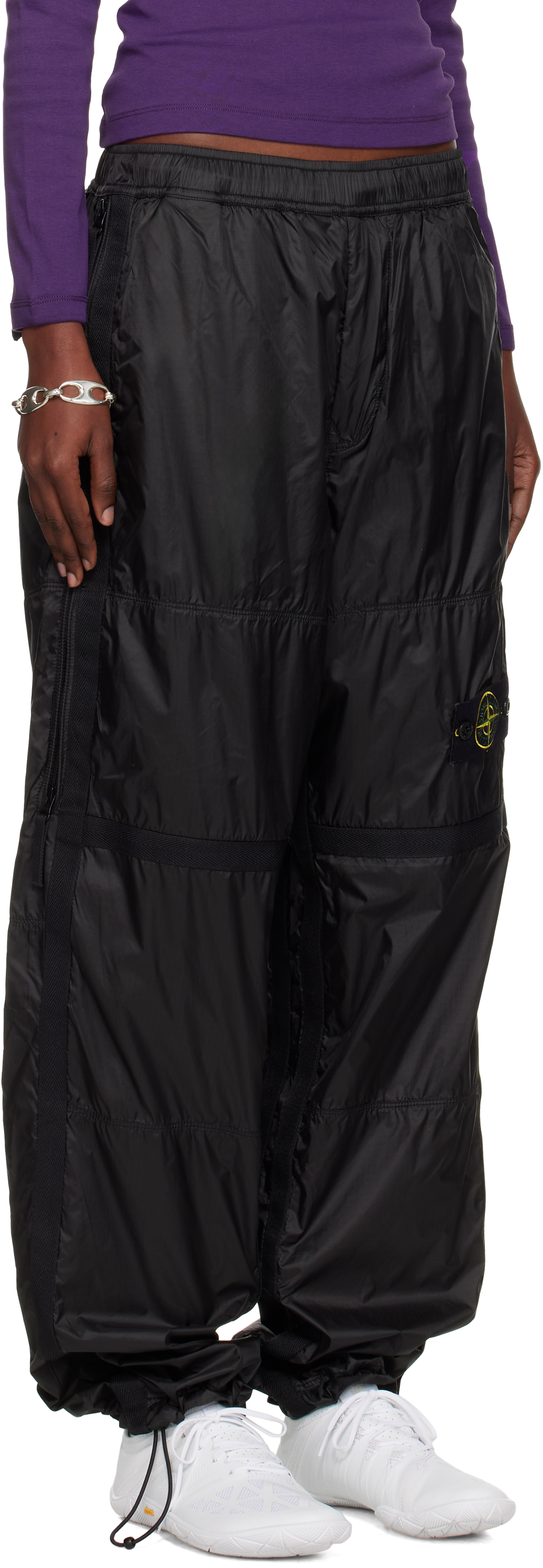 Stone Island Black 3100027 Ripstop Light Ht Nylon Trousers In Black