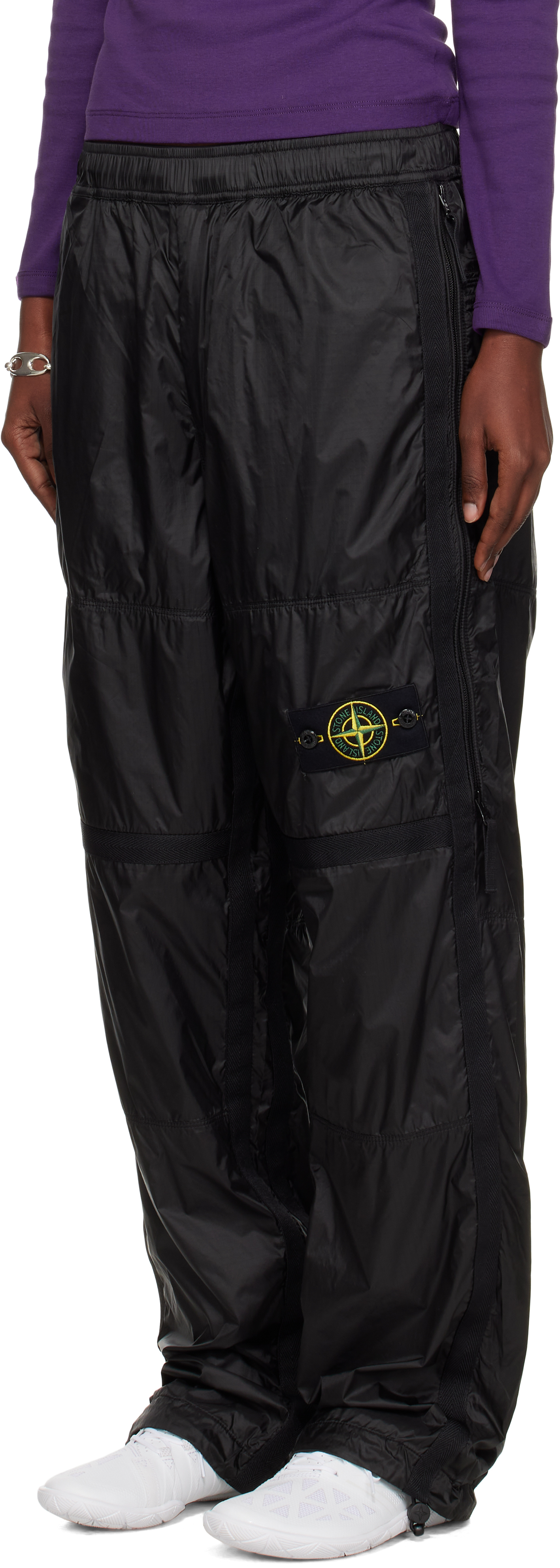 Stone Island Black 3100027 Ripstop Light Ht Nylon Trousers In Black