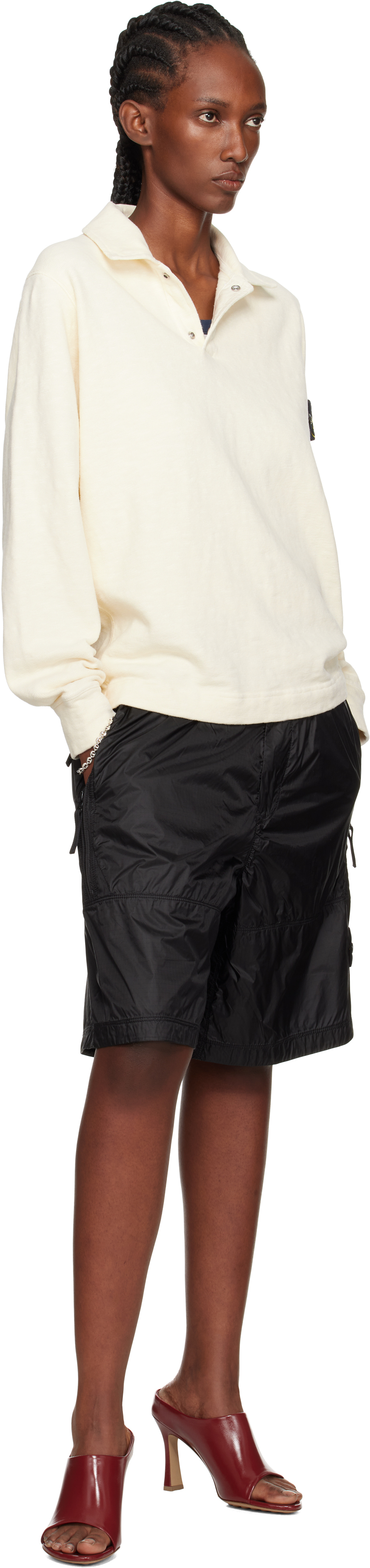 Stone Island Black L100004 Ripstop Light Ht Nylon Shorts In Black