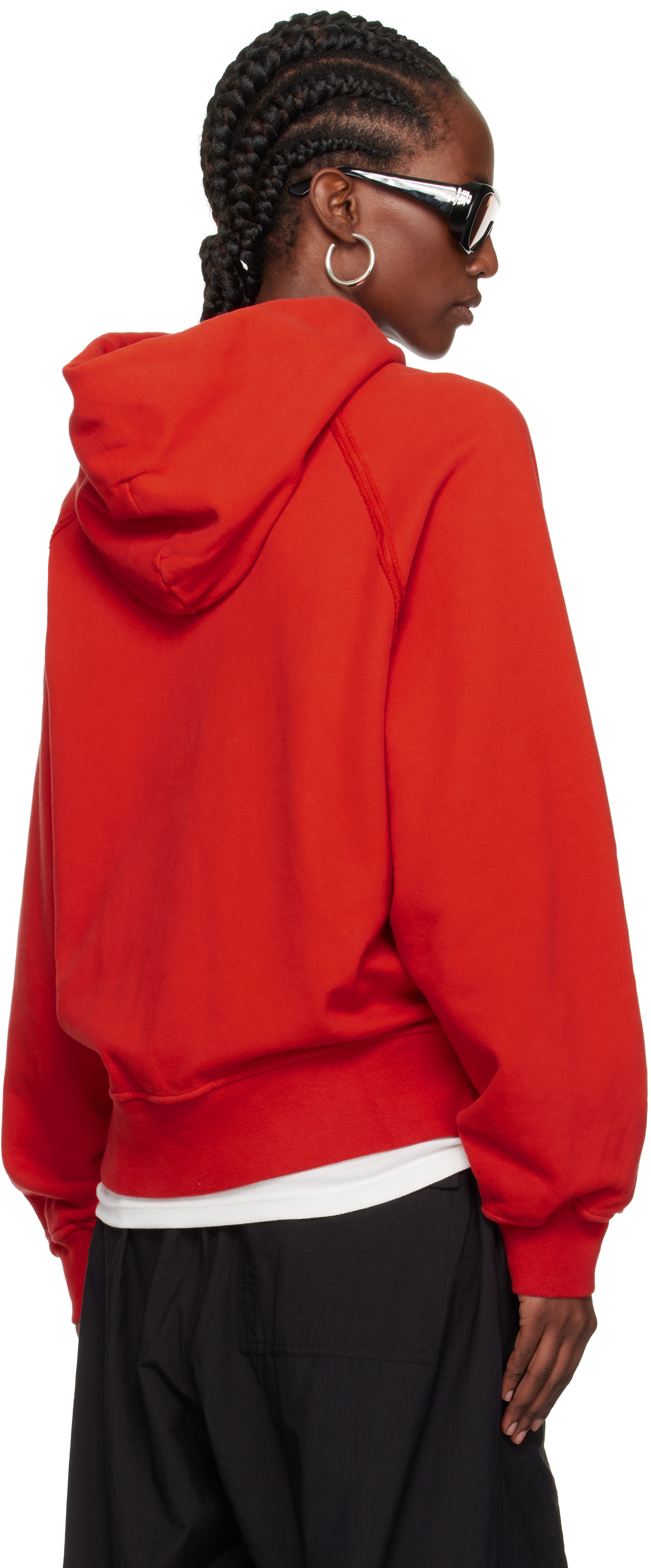 Stone Island Red 6100023 Brushed Organic Cotton Fleece Hoodie In Red