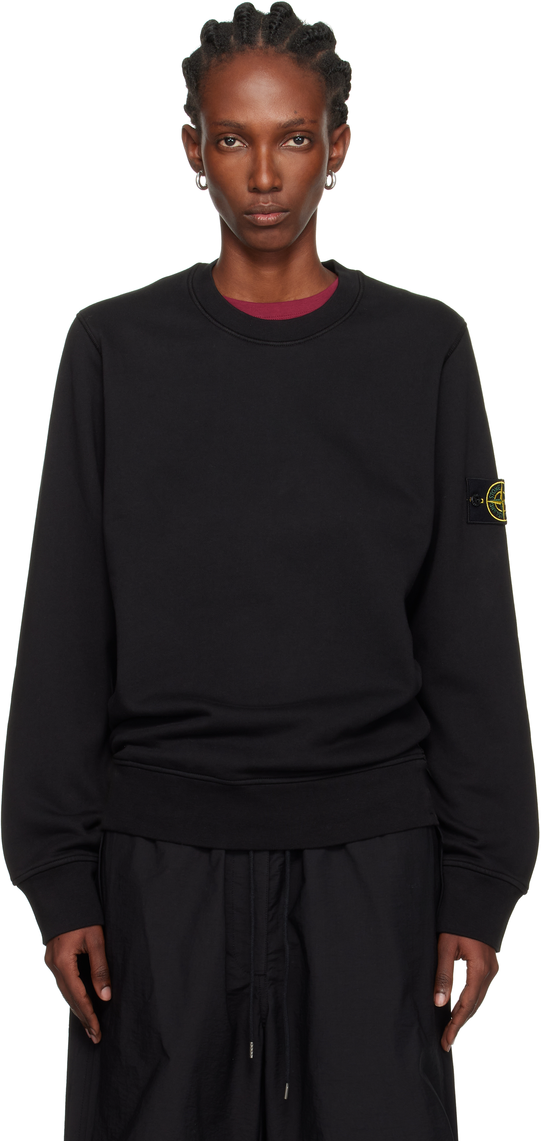 Stone Island: Black 6100060 Organic Cotton Fleece Sweatshirt | SSENSE
