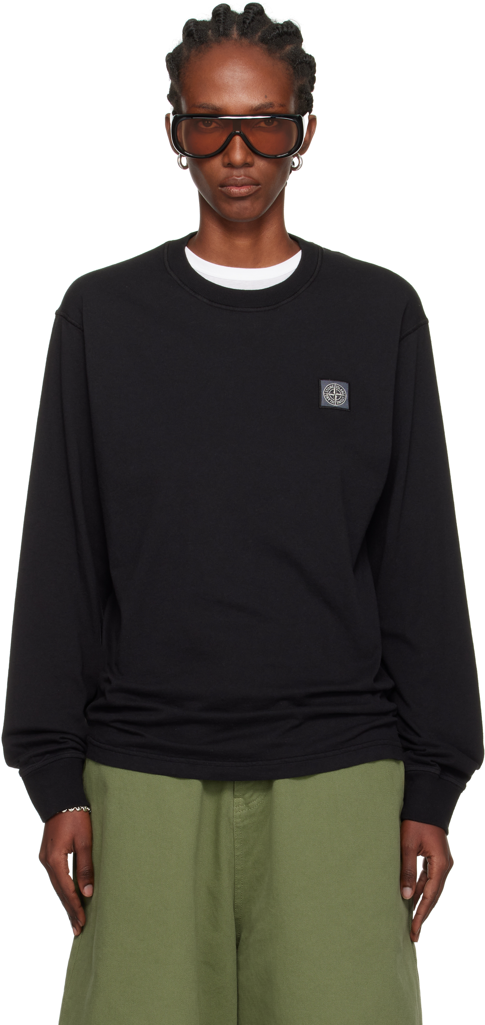 Stone Island: Black 2100030 Organic Cotton Jersey 'Fissato' Effect