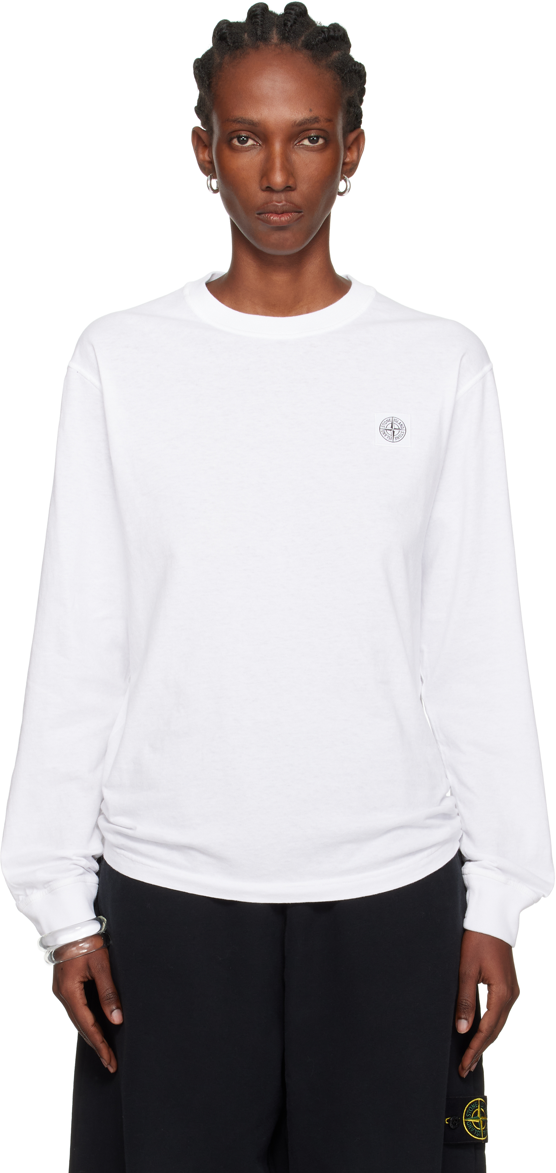 Stone Island: ホワイト 2100030 Organic Cotton Jersey 