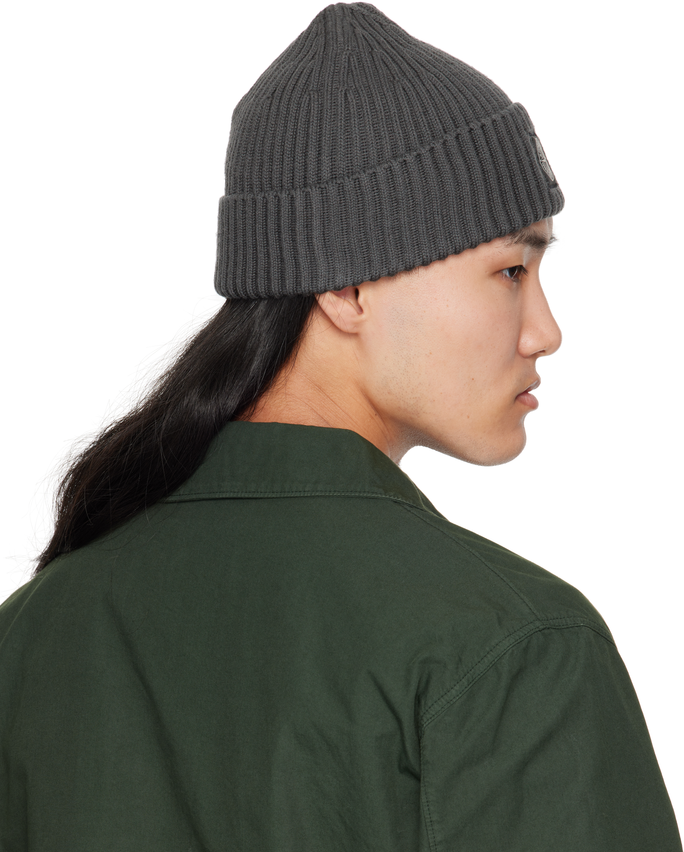 Stone Island Gray N100002 Full Rib Rws Wool Beanie In Gray