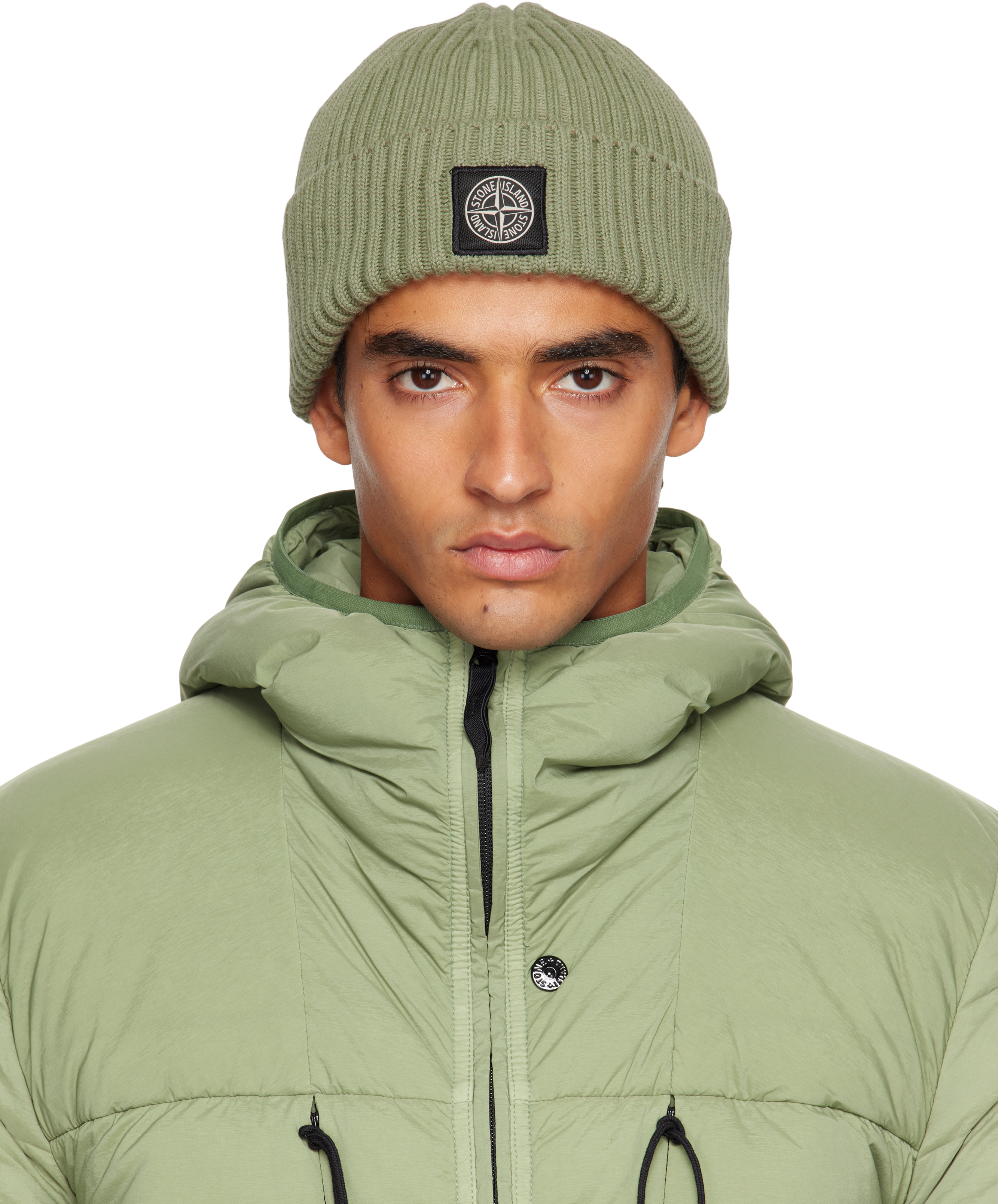 Stone Island Green N100002 Full Rib Beanie In Green