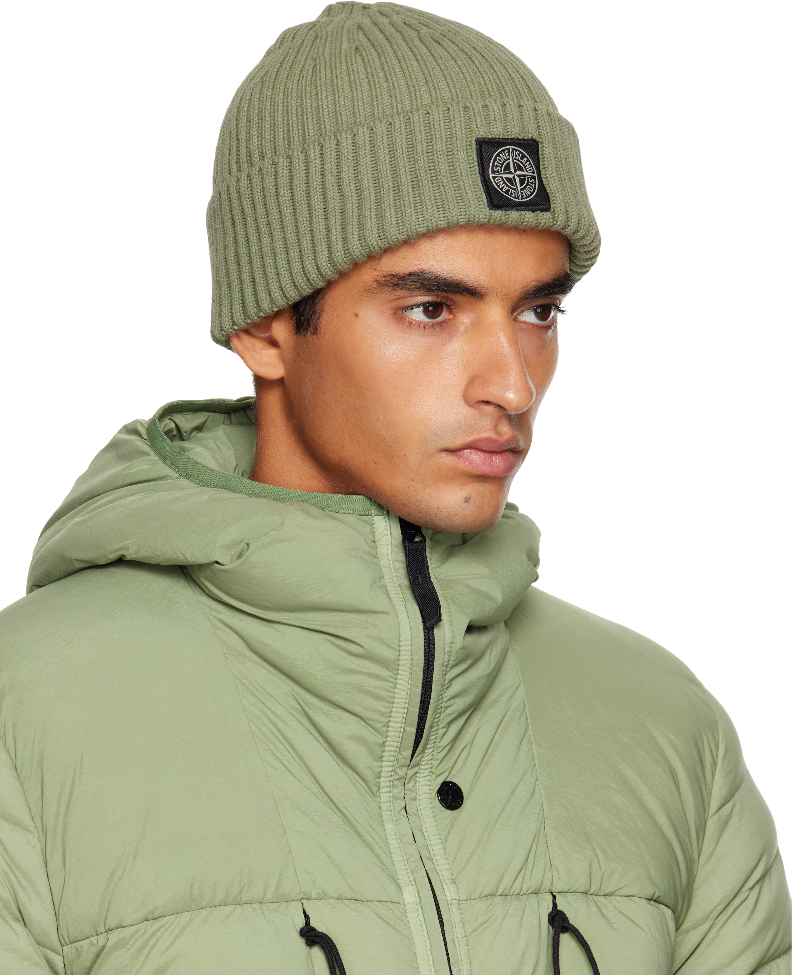 Stone Island Green N100002 Full Rib Beanie In Green