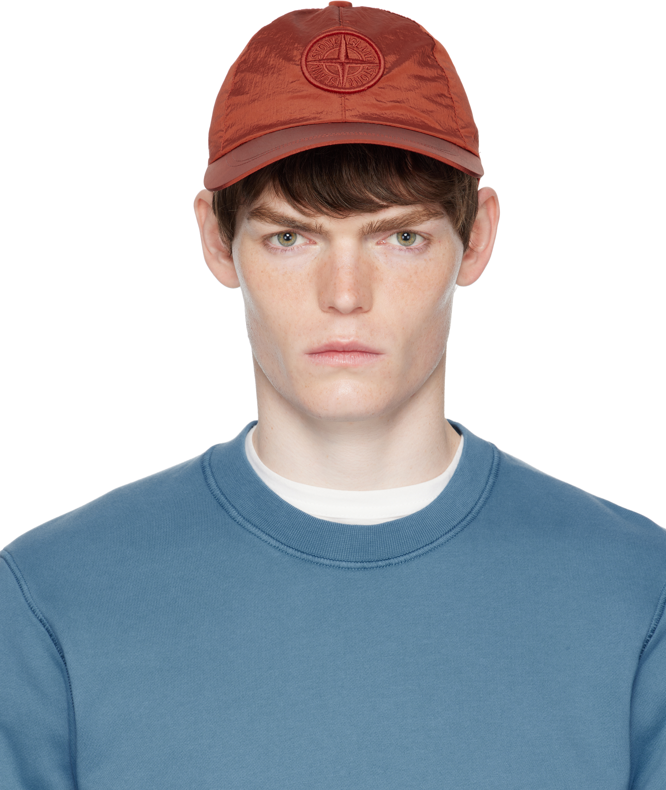 stone nylon logo cap red