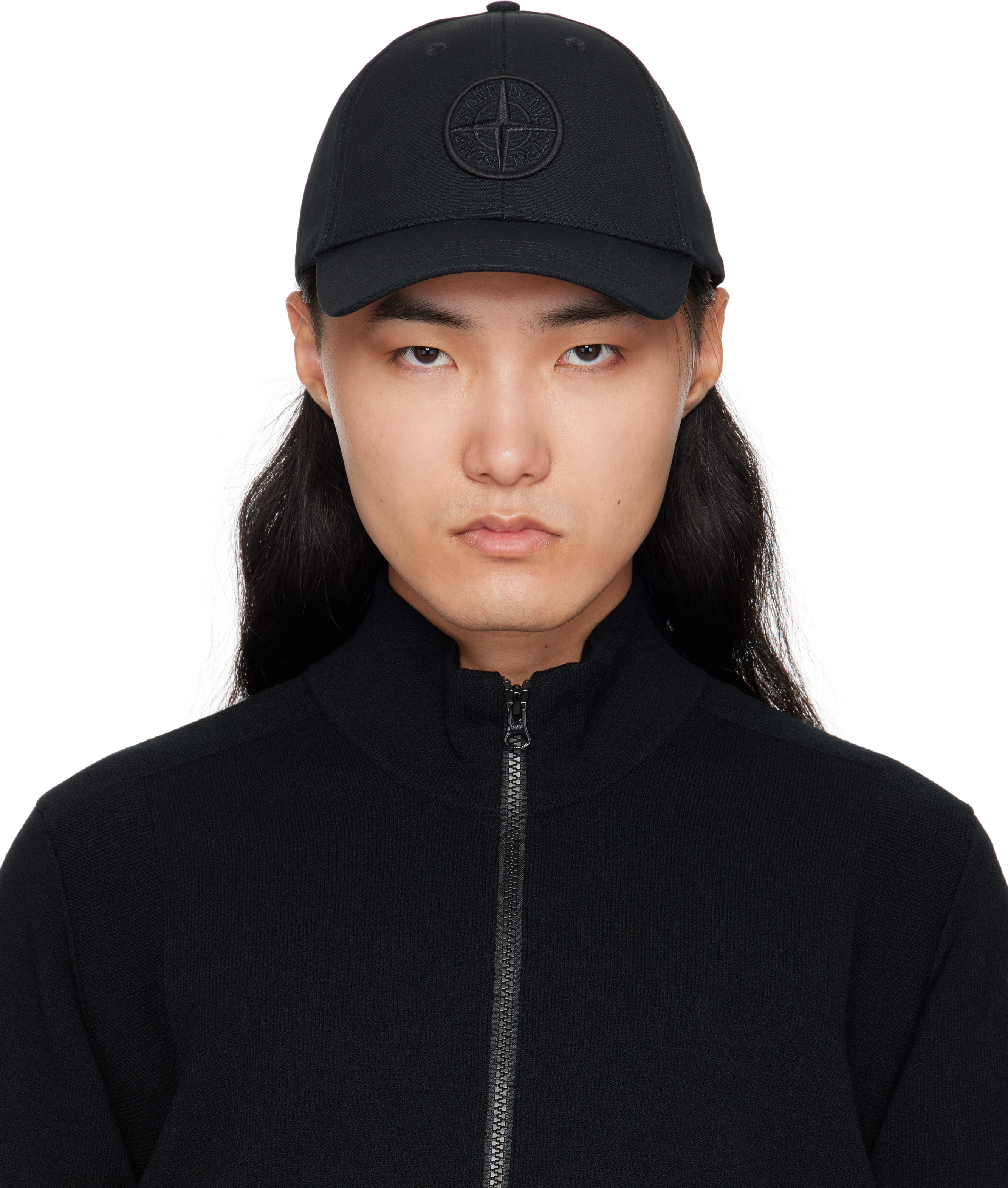 Stone Island Black 910013 Cotton Reps Cap In Black