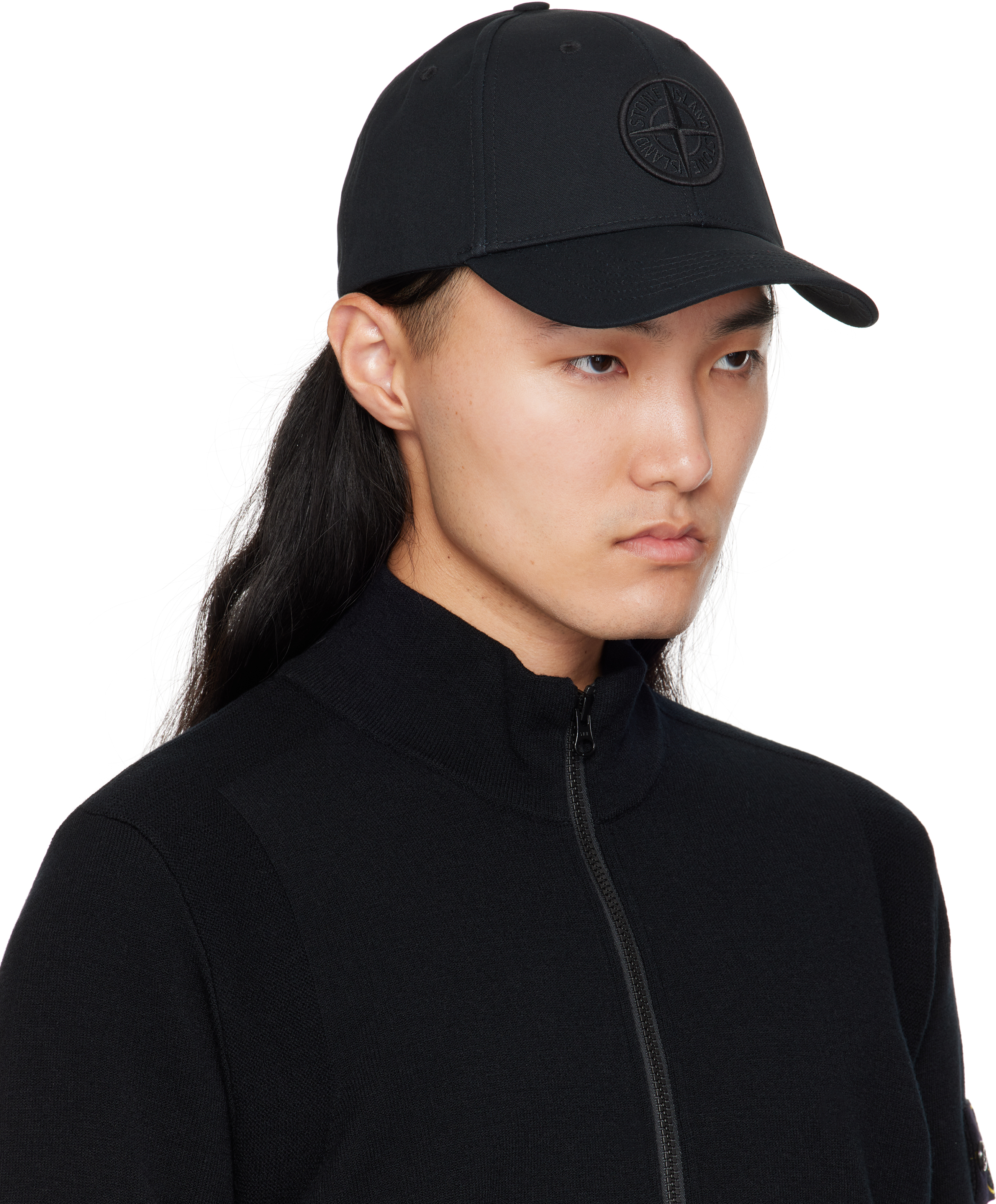 Stone Island Black 910013 Cotton Reps Cap In Black