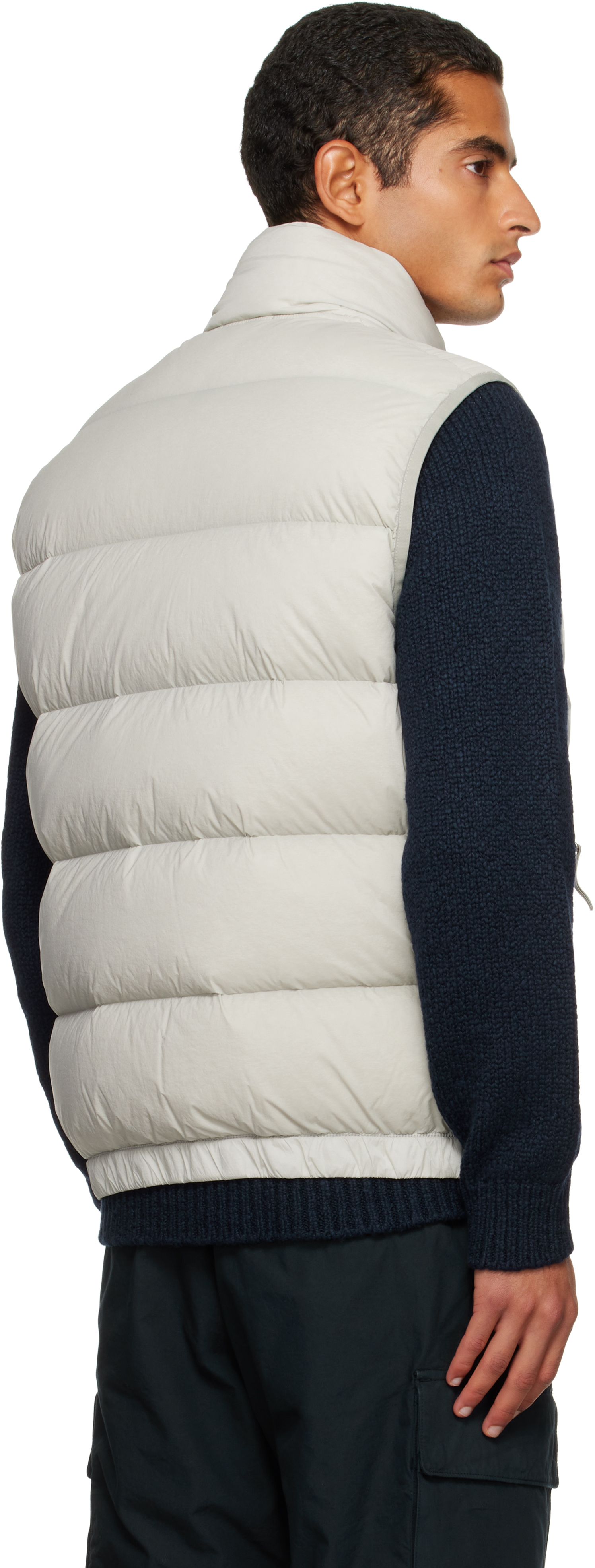 Stone Island Taupe G100007 Loom Woven Chambers Nylon Down-tc Vest In Animal Print