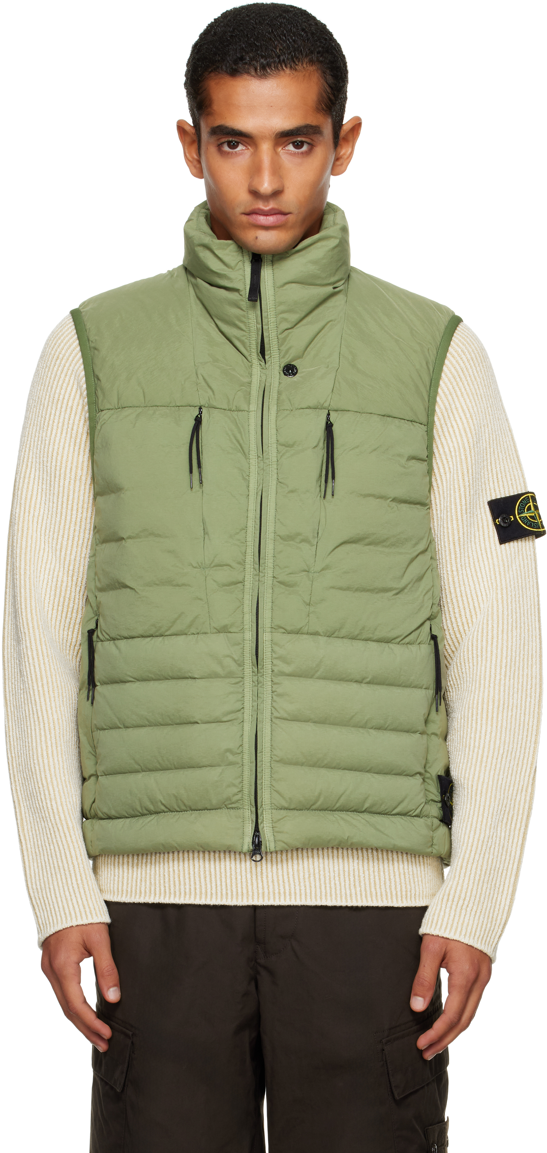 Stone Island: Green G100004 Seamless Tunnel Nylon Down-TC Vest