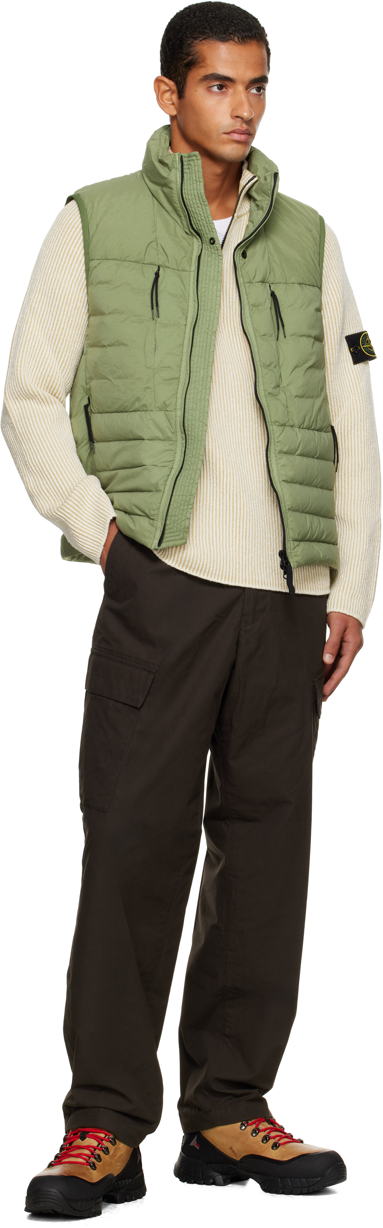 Stone Island Green G100004 Seamless Tunnel Nylon Down-tc Vest In Green
