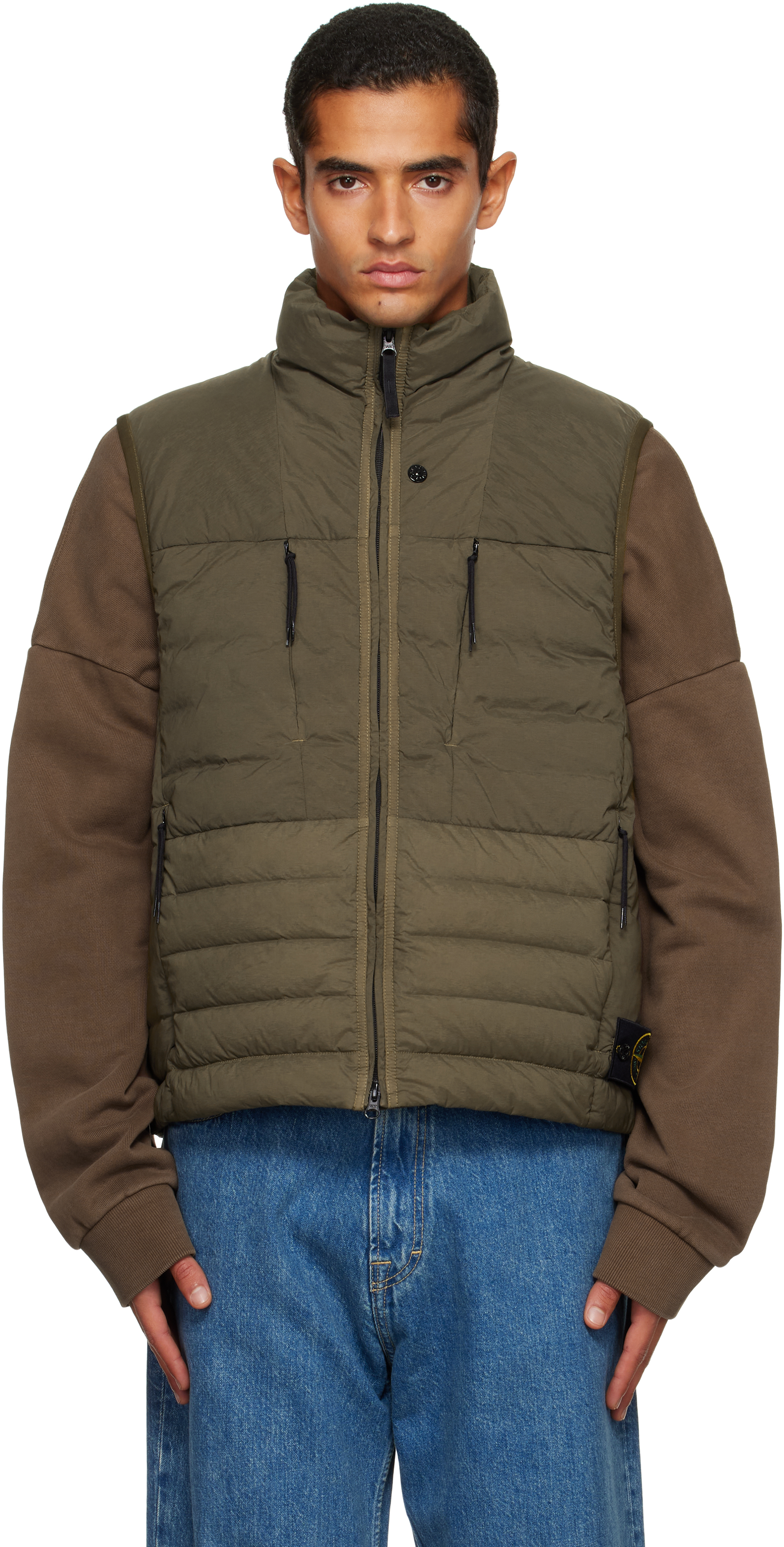Stone Island Khaki G100004 Seamless Tunnel Nylon Down-tc Vest In Green