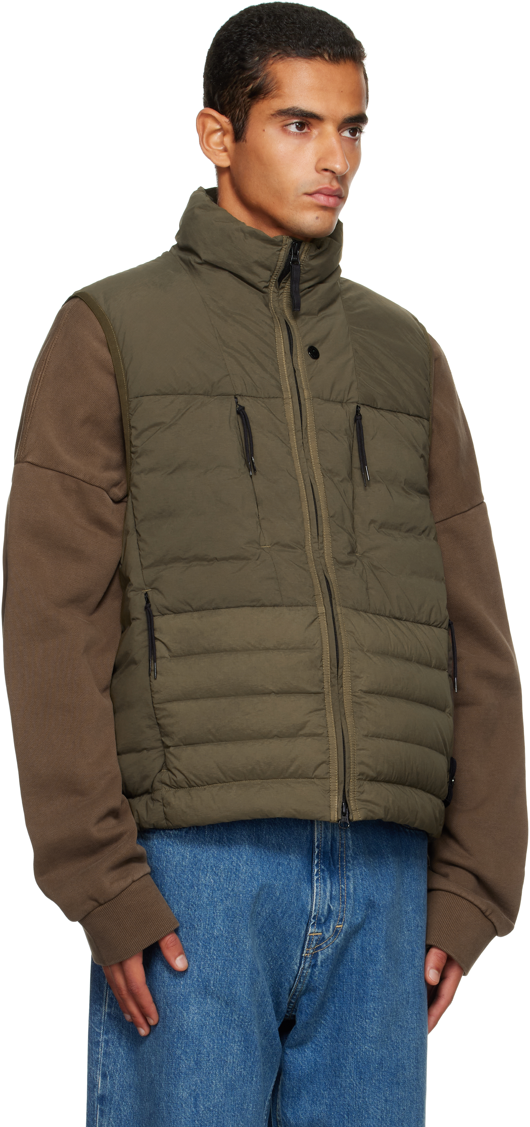 Stone Island Khaki G100004 Seamless Tunnel Nylon Down-tc Vest In Green