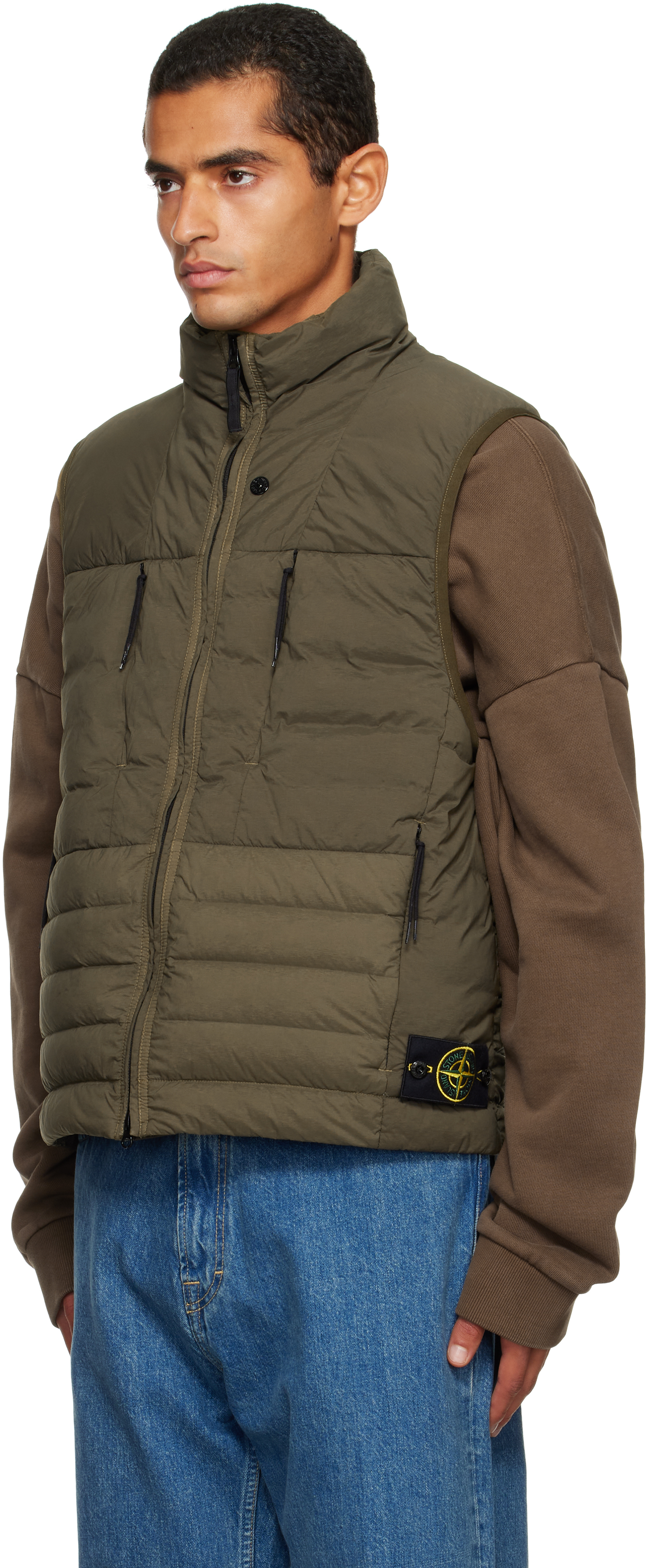 Stone Island Khaki G100004 Seamless Tunnel Nylon Down-tc Vest In Green