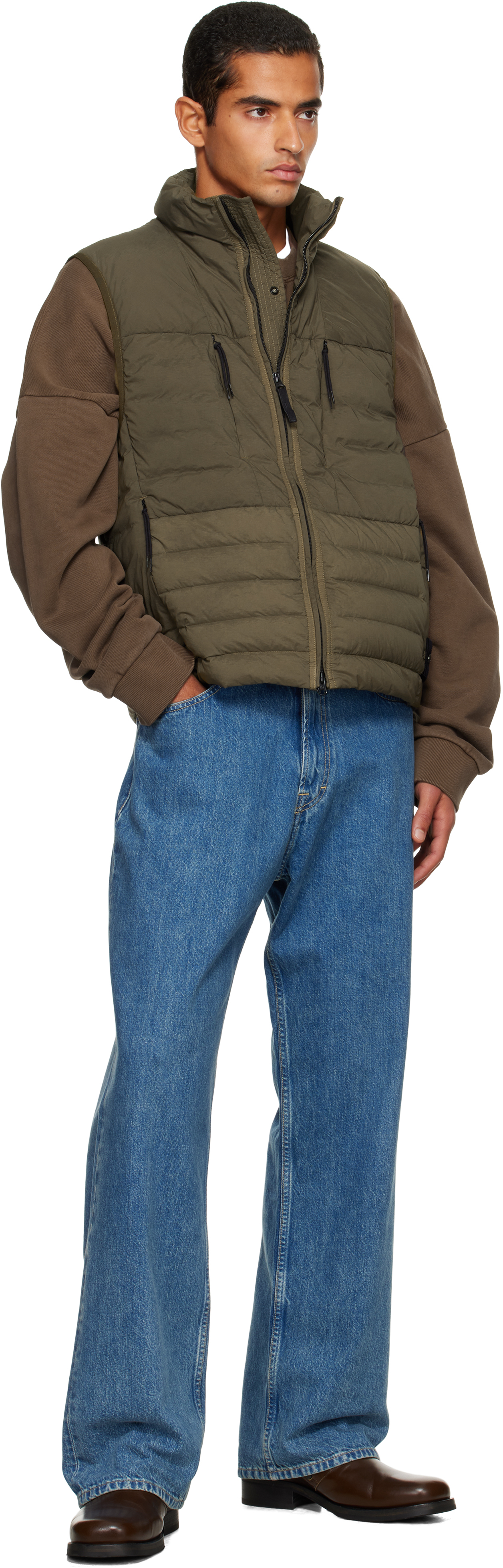 Stone Island Khaki G100004 Seamless Tunnel Nylon Down-tc Vest In Green