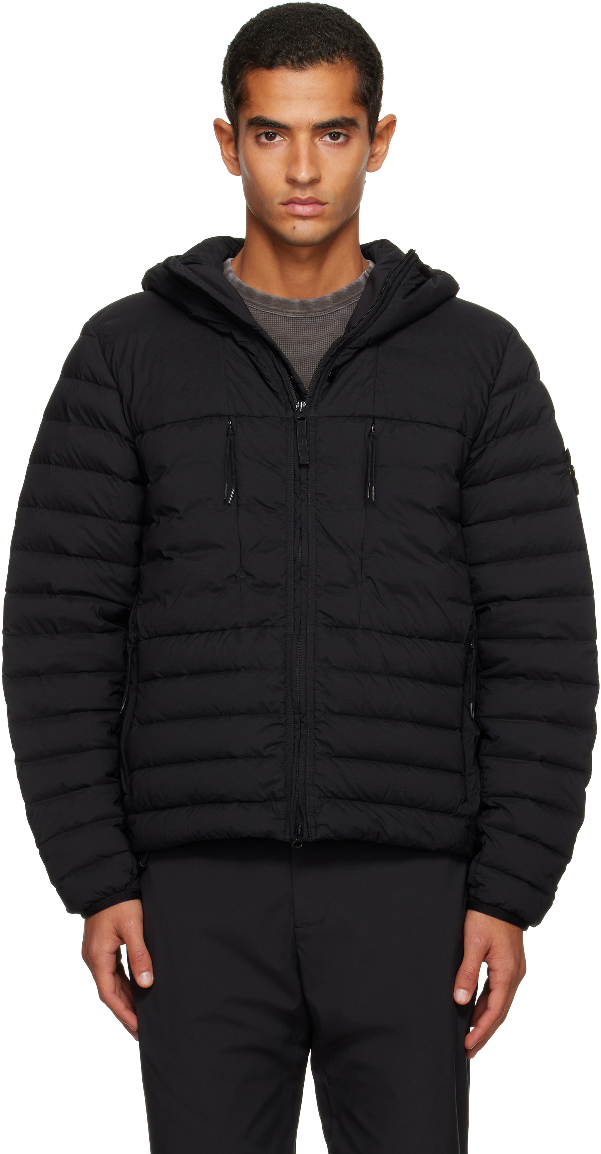 Stone Island: Black 4100020 Seamless Tunnel Nylon Down-TC Jacket