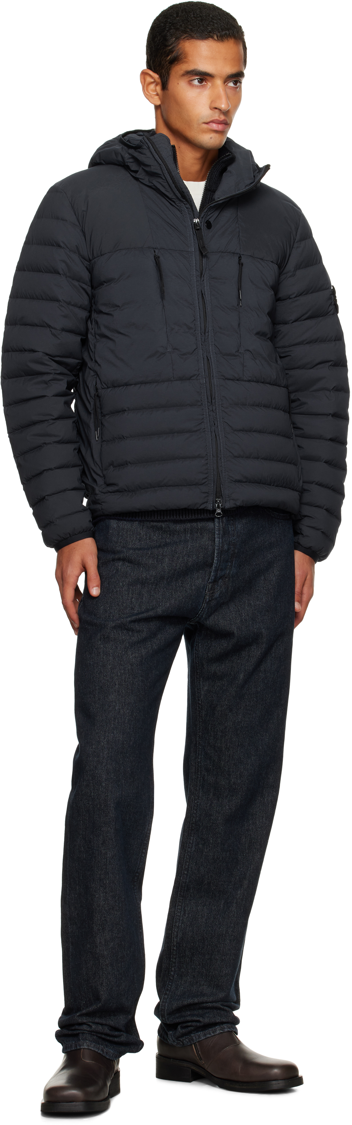 Stone Island Navy 4100020 Seamless Tunnel Nylon Down-tc Jacket In Blue