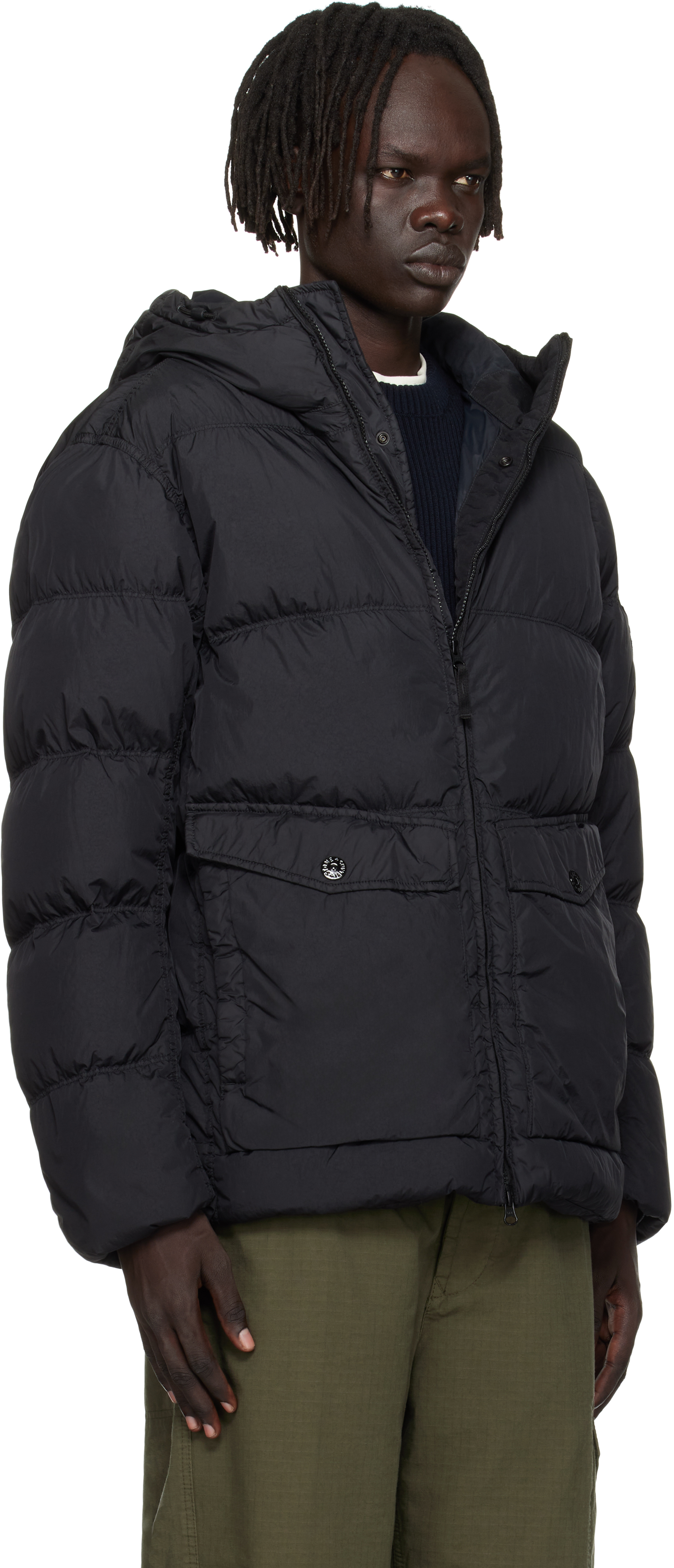 Stone Island Black 4100011 Crinkle Reps Ny Down Jacket In Black