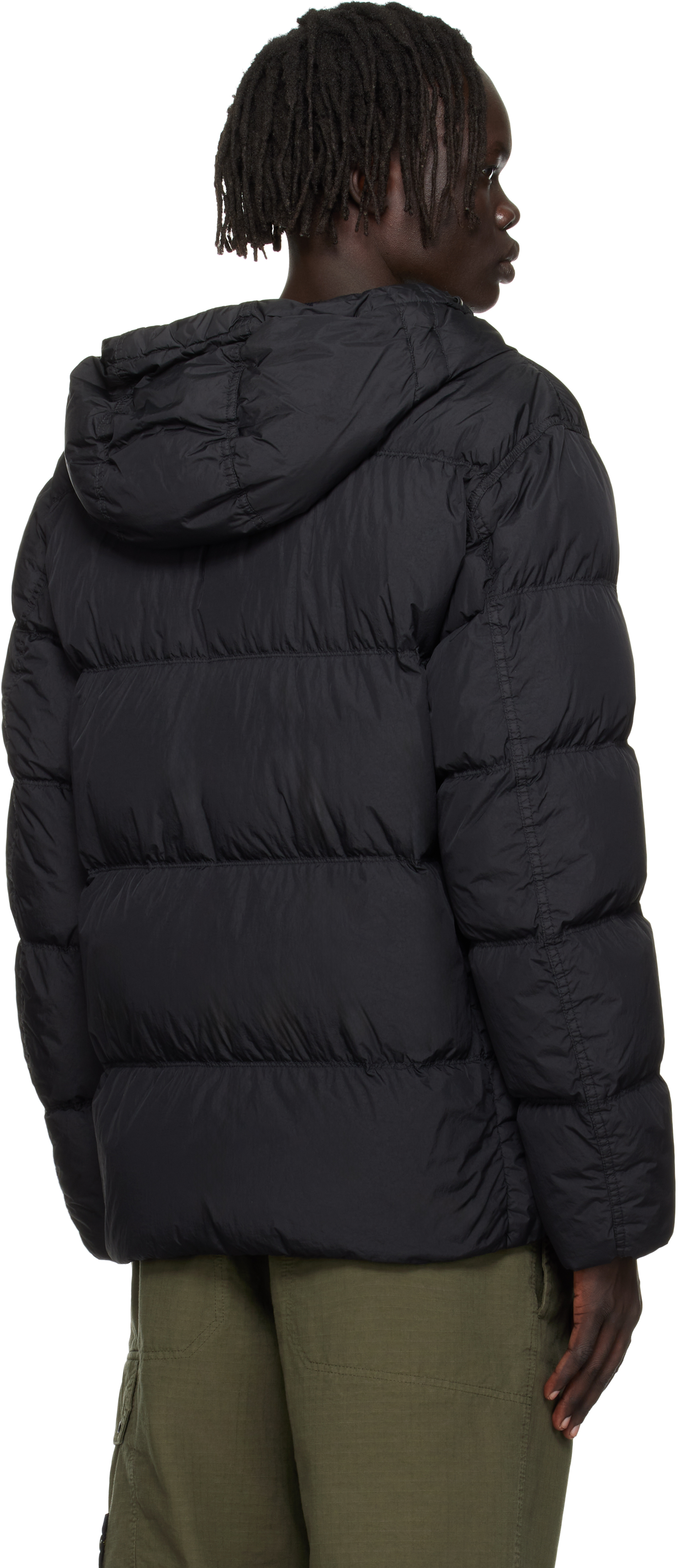 Stone Island Black 4100011 Crinkle Reps Ny Down Jacket In Black