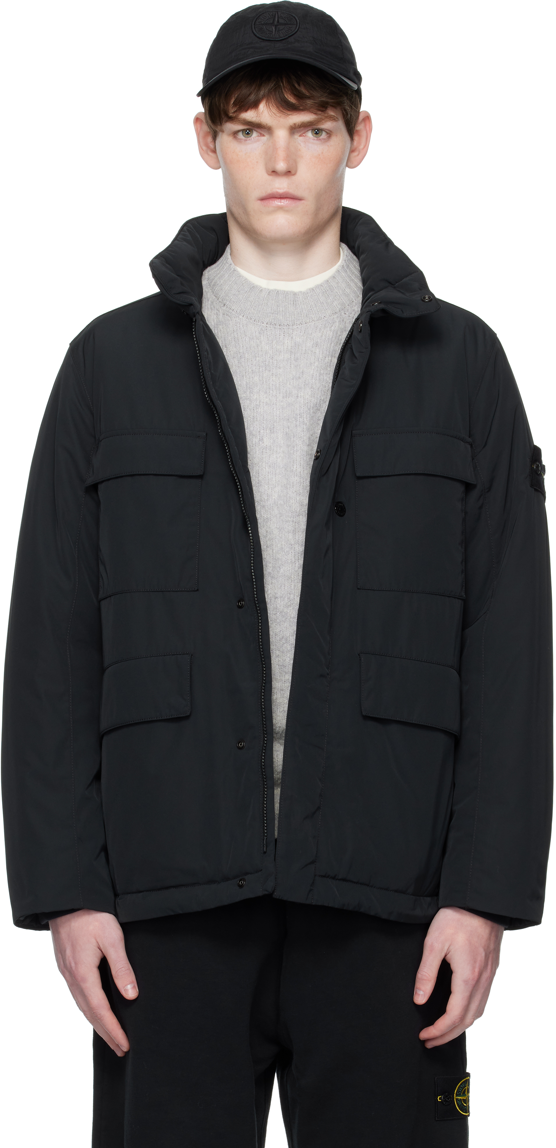 Stone Island: Black 4100049 Micro Twill Jacket | SSENSE