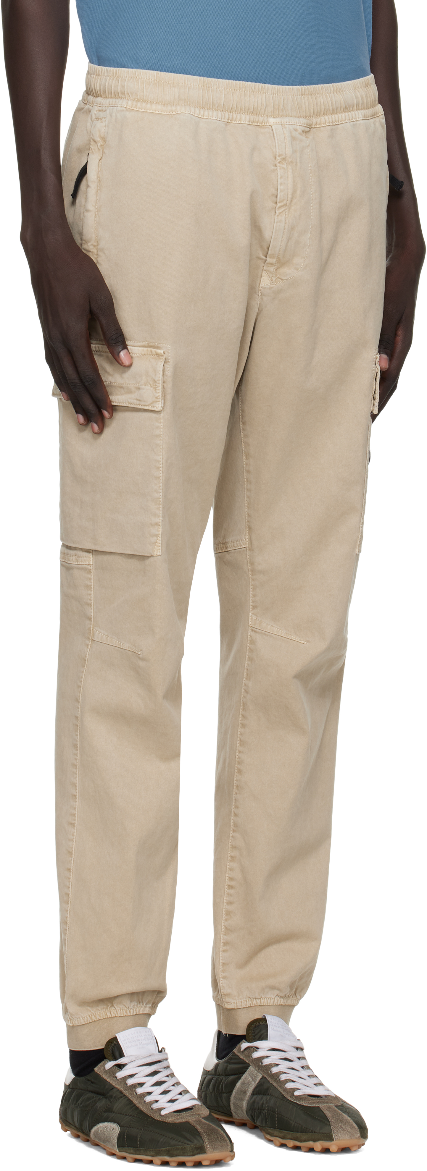 Stone Island Beige 3100033 Stretch Organic Broken Twill Cotton Cargo Pants In Gray