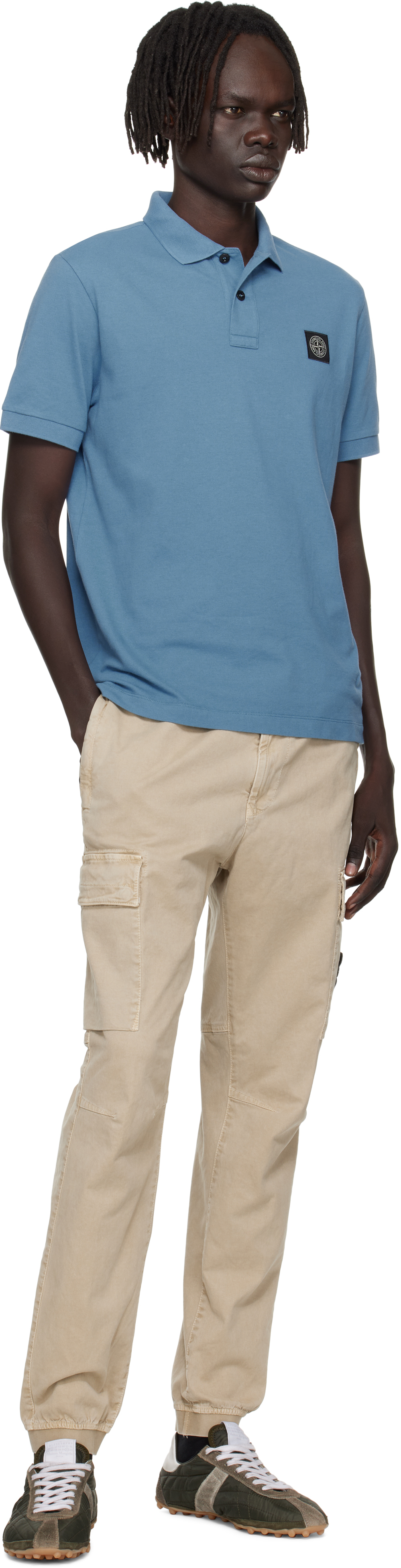 Stone Island Beige 3100033 Stretch Organic Broken Twill Cotton Cargo Pants In Gray