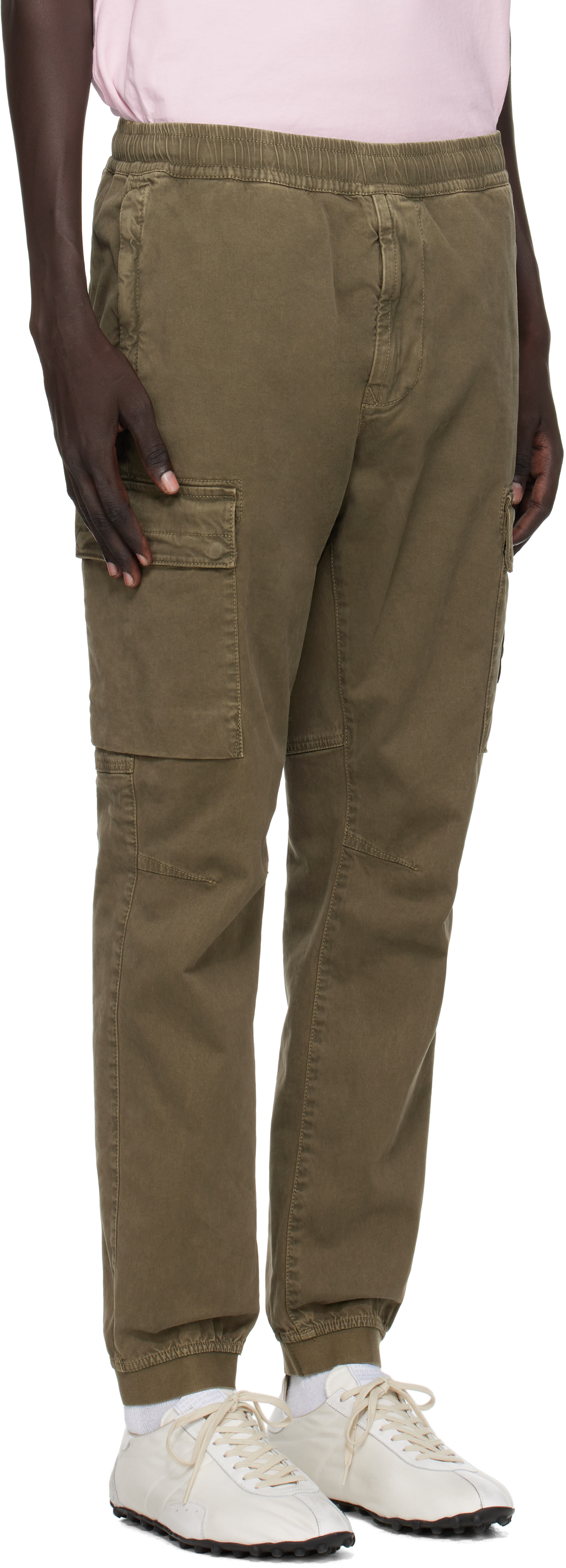 Stone Island Green 3100033 Stretch Organic Broken Twill Cotton Cargo Pants In Brown