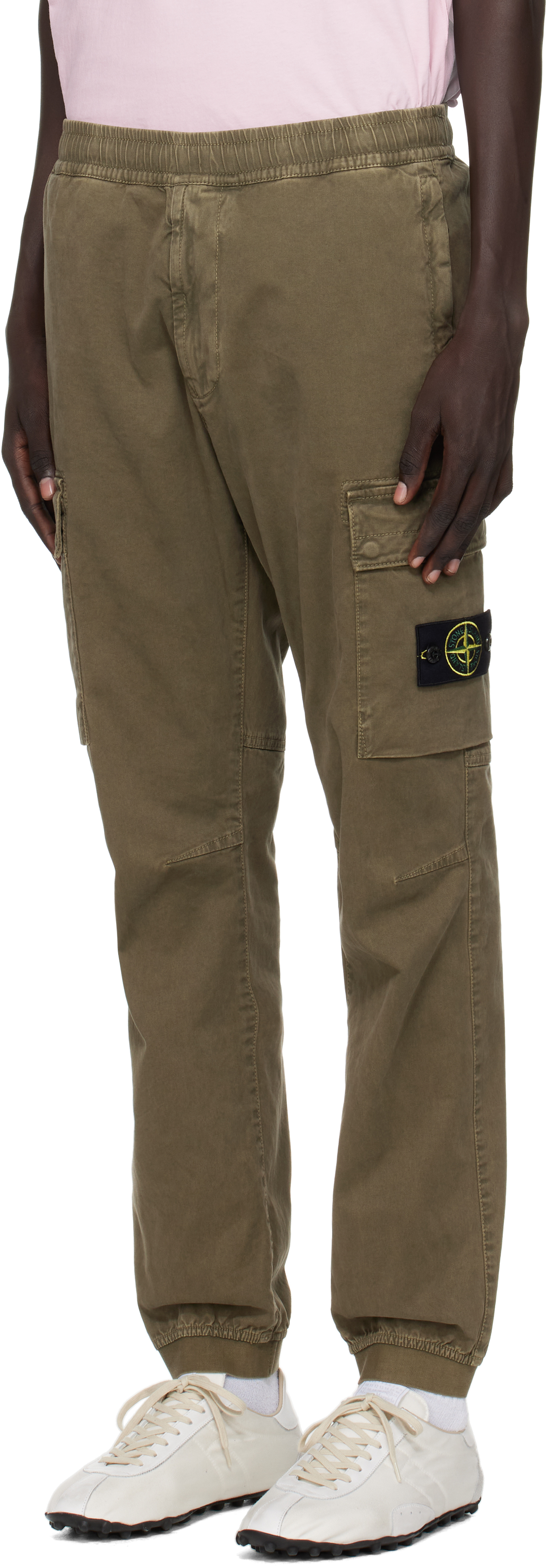 Stone Island Green 3100033 Stretch Organic Broken Twill Cotton Cargo Pants In Brown